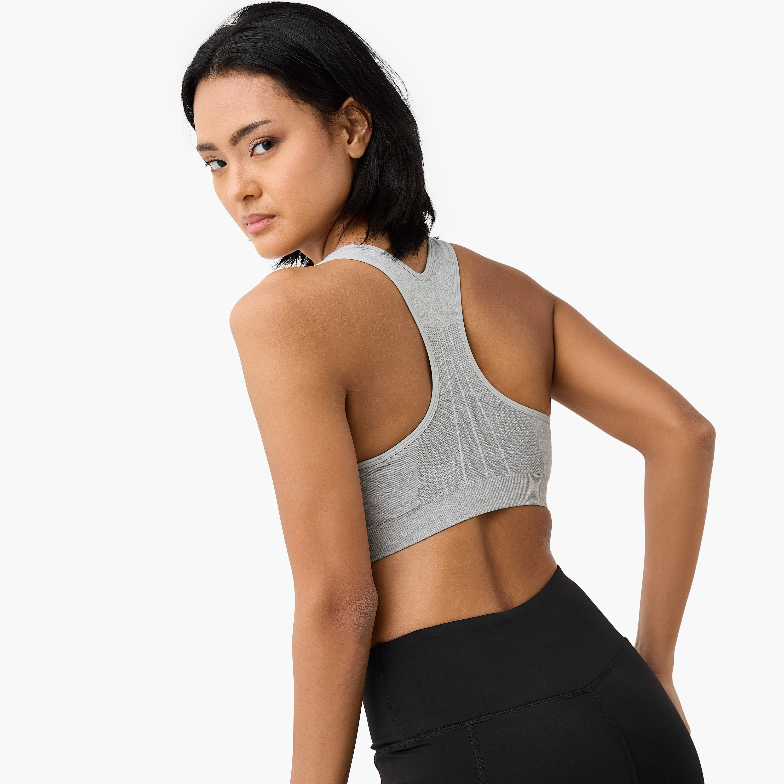 Textured Scoop Neck Sports Bra with Removable Pads and Racerback-women-clothing-lingerie-bras-image-3