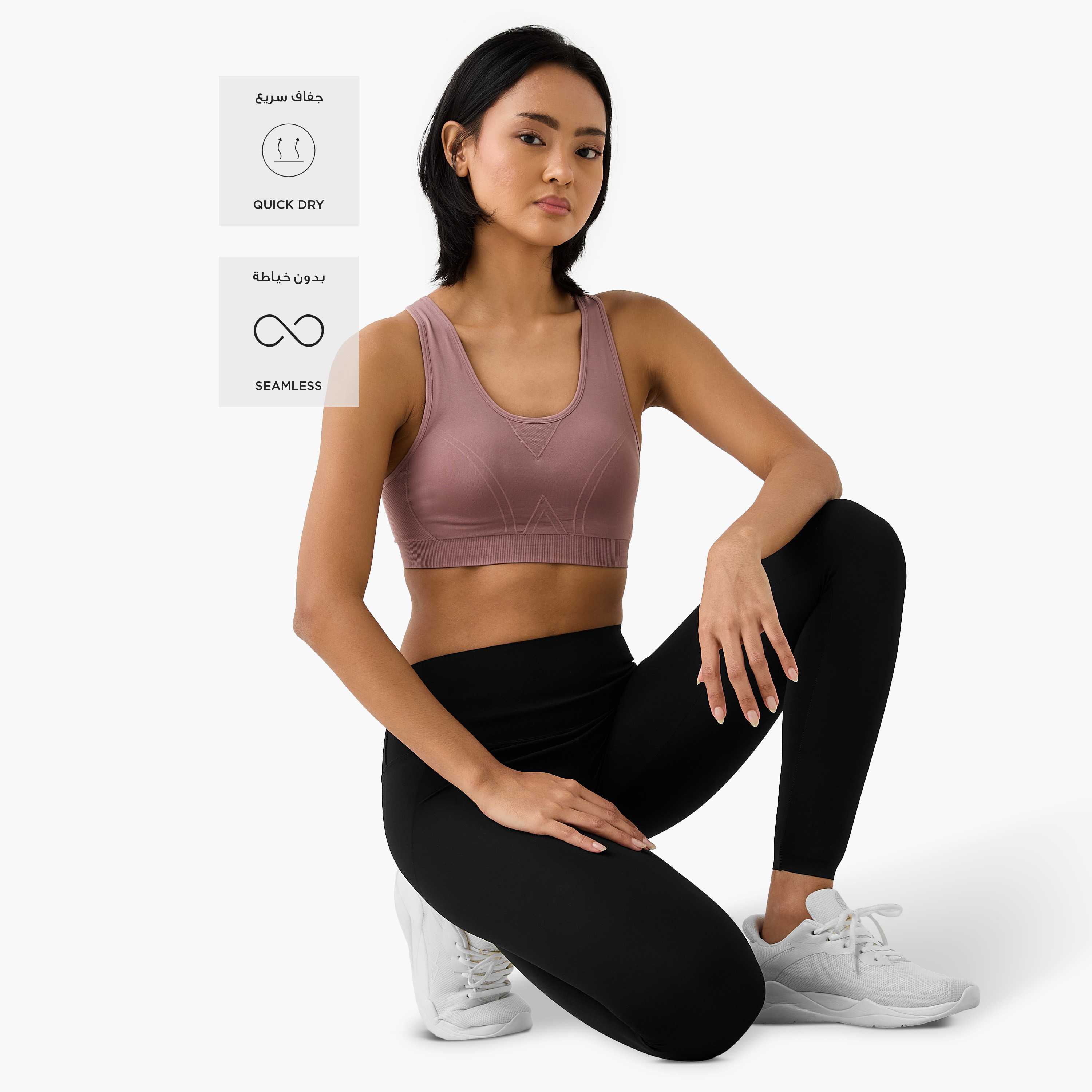 Textured Scoop Neck Sports Bra with Removable Pads and Racerback-women-clothing-lingerie-bras-image-2
