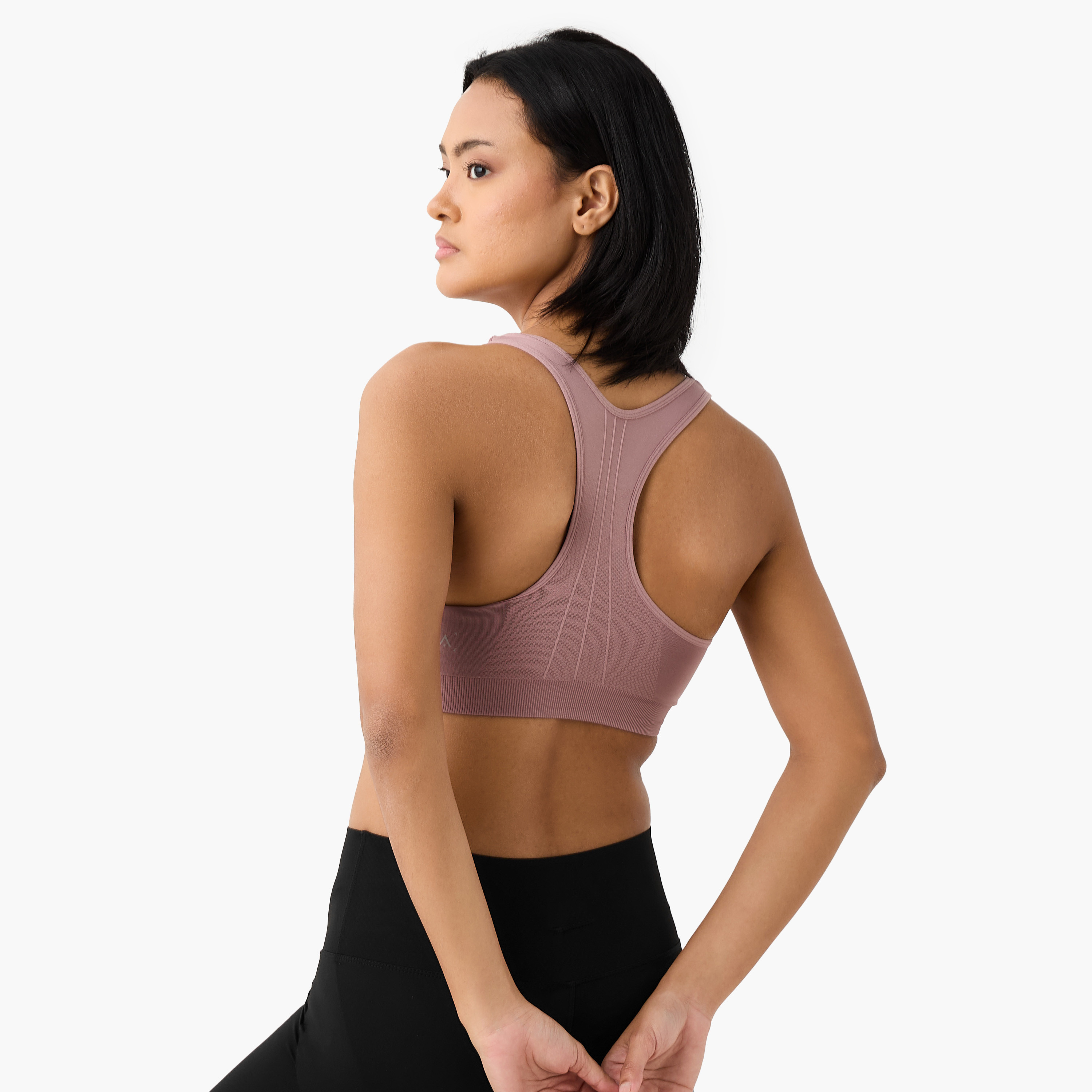 Textured Scoop Neck Sports Bra with Removable Pads and Racerback-women-clothing-lingerie-bras-image-3