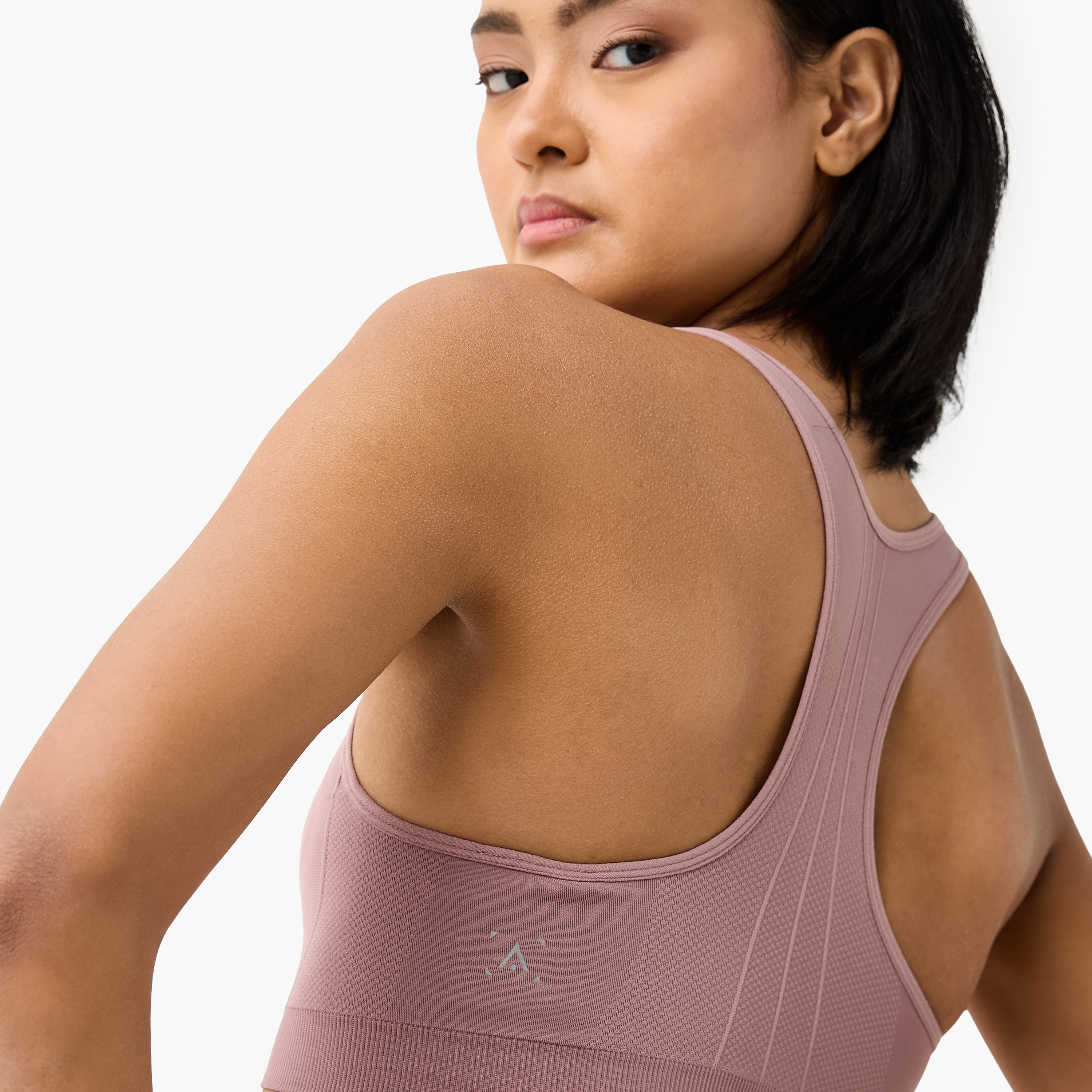Textured Scoop Neck Sports Bra with Removable Pads and Racerback-women-clothing-lingerie-bras-image-4