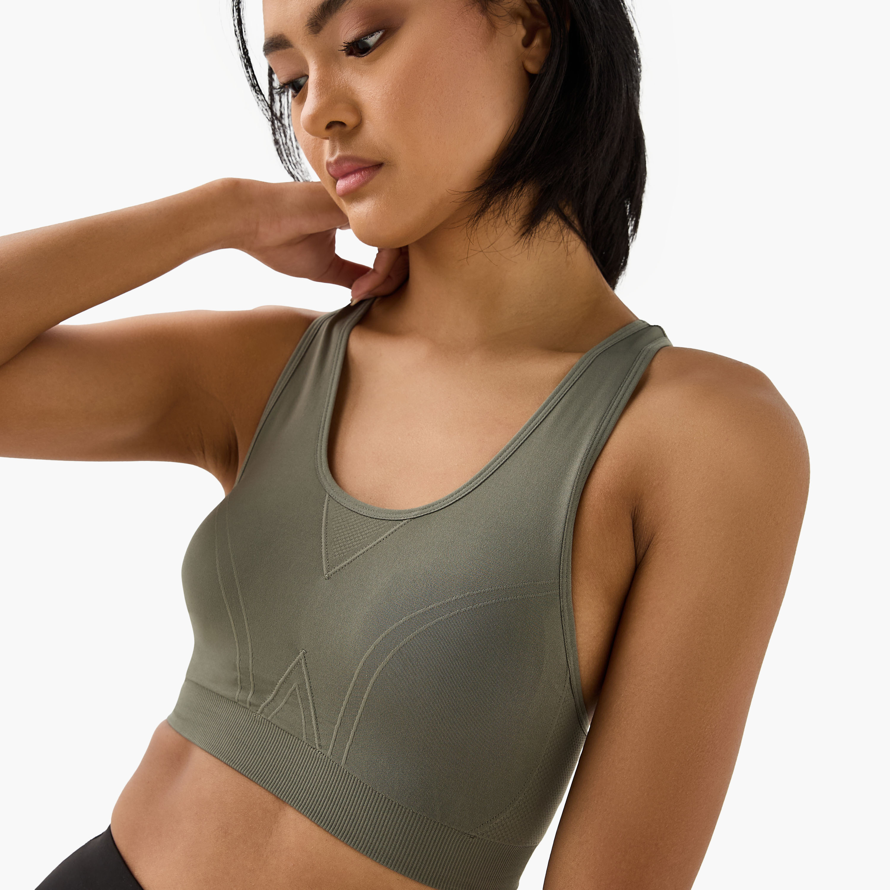 Textured Scoop Neck Sports Bra with Removable Pads and Racerback-women-clothing-lingerie-bras-image-4