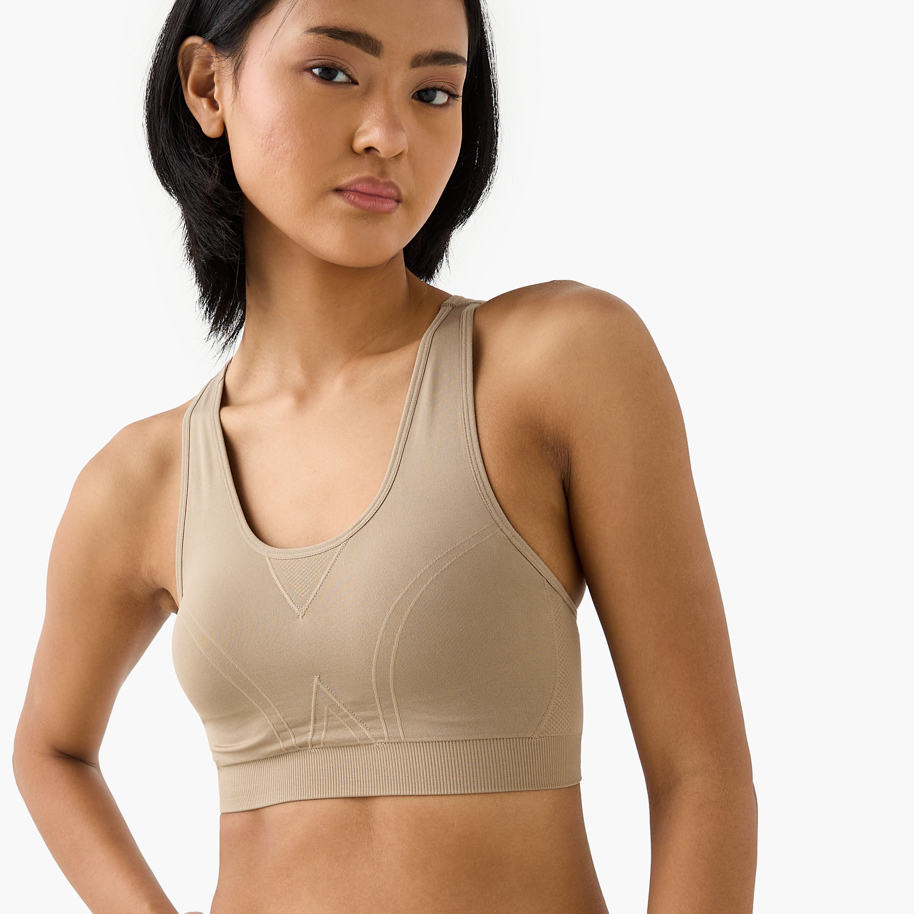 Textured Scoop Neck Sports Bra with Removable Pads and Racerback-women-clothing-lingerie-bras-image-4
