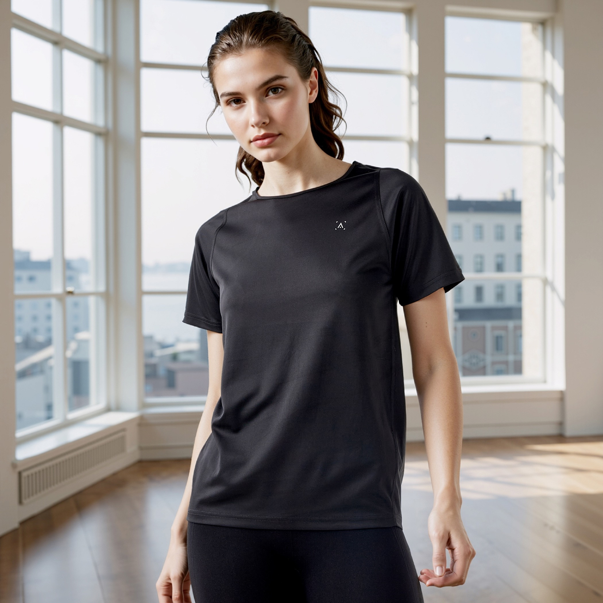 Regular Fit Crew Neck T-shirt with Short Sleeves-women-clothing-tshirts-image-1