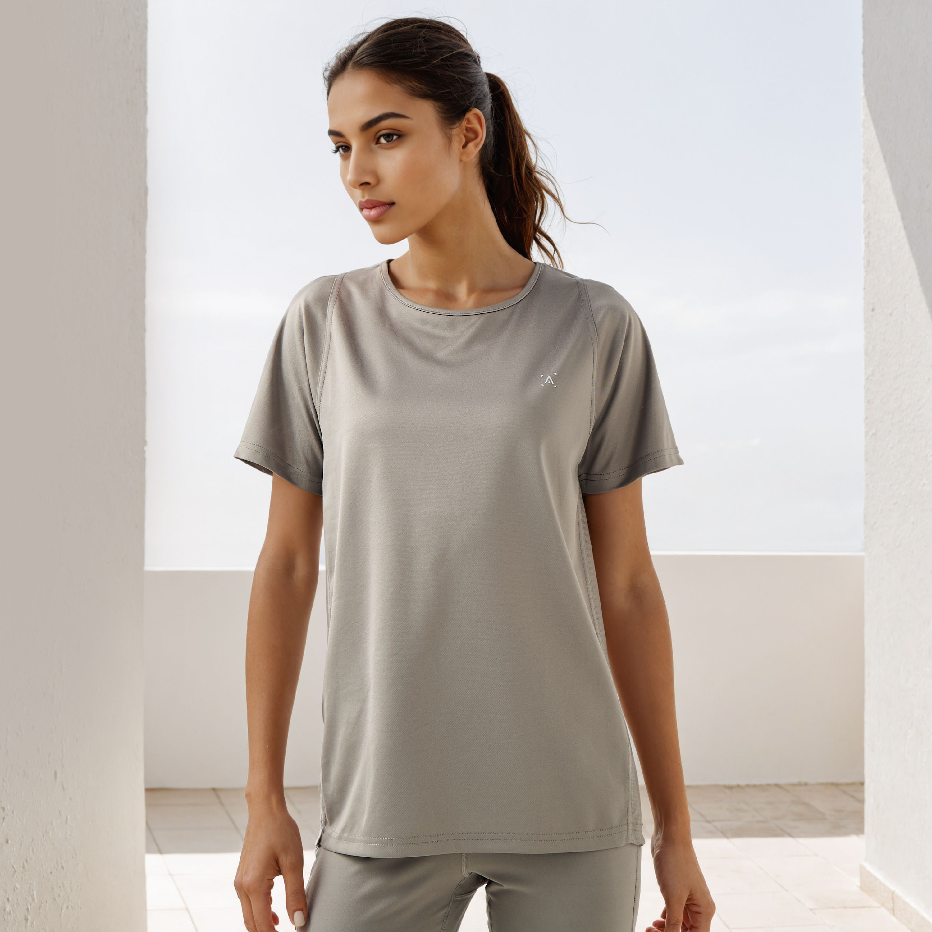Regular Fit Crew Neck T-shirt with Short Sleeves-women-clothing-tshirts-image-1