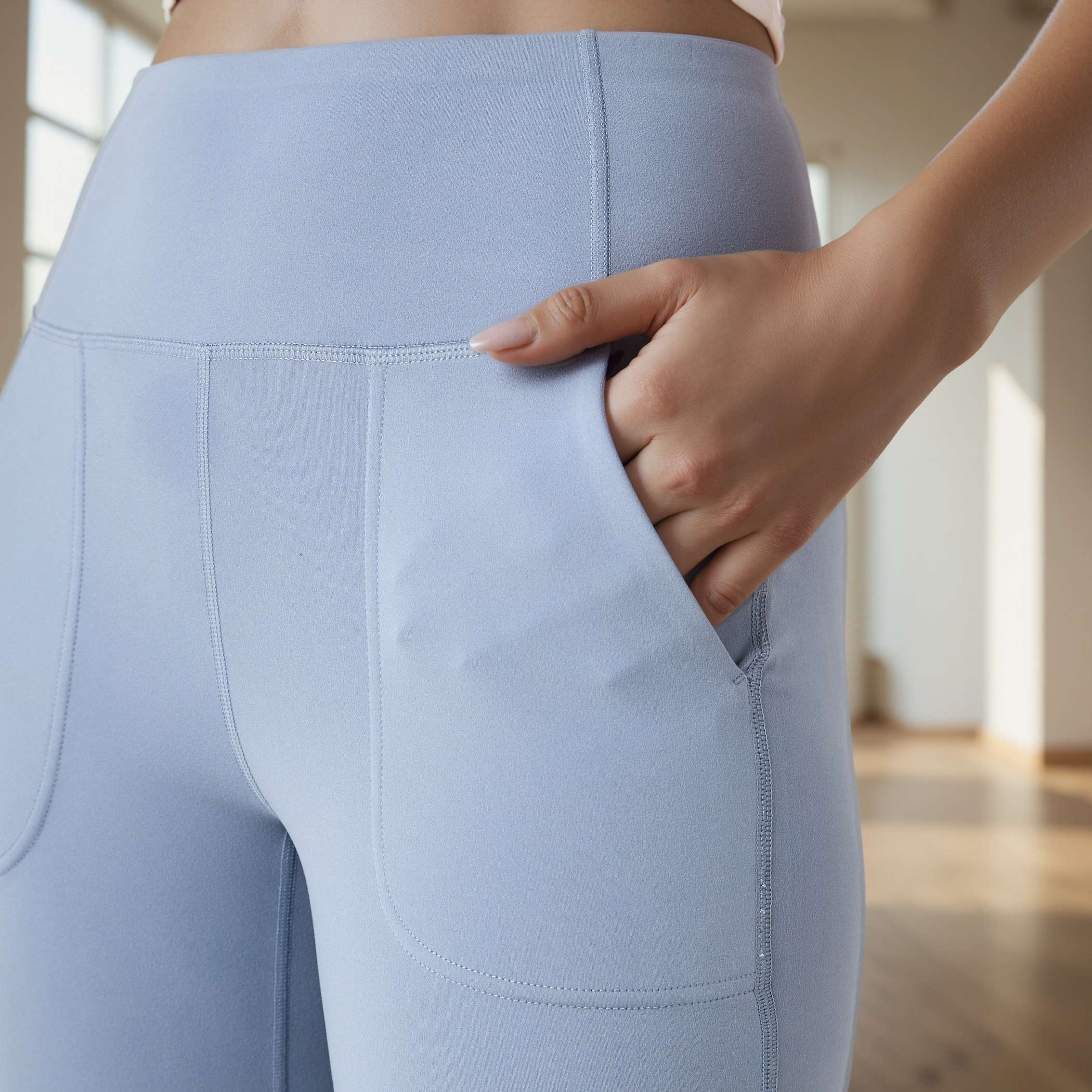 Wide Leg Flexi Waist Pants with Pockets-sports-women-clothing-activewearleggings-image-4