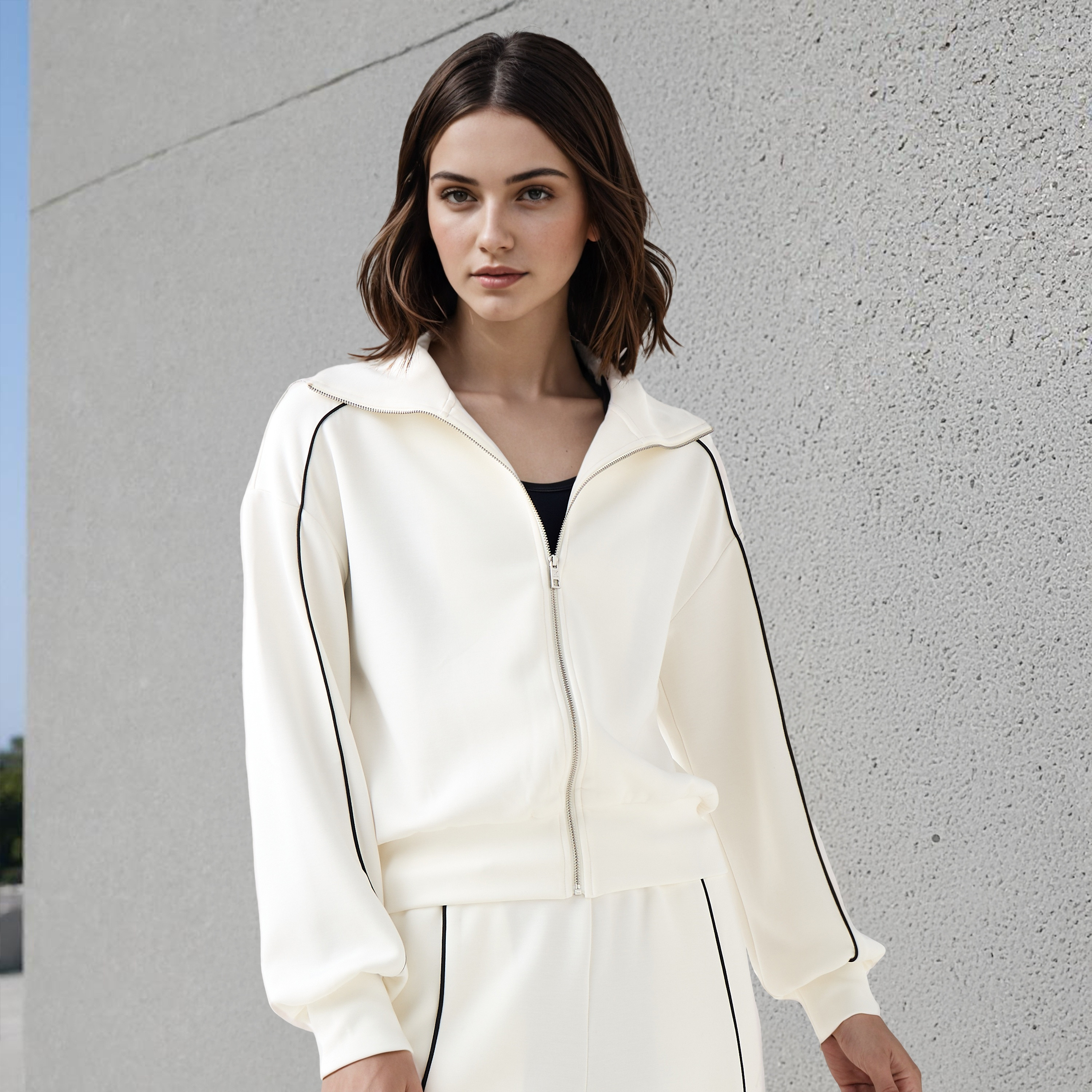 Kappa Piping Detail Zip Through Jacket-women-clothing-sportswearandactivewear-coatsandjackets-jackets-image-1
