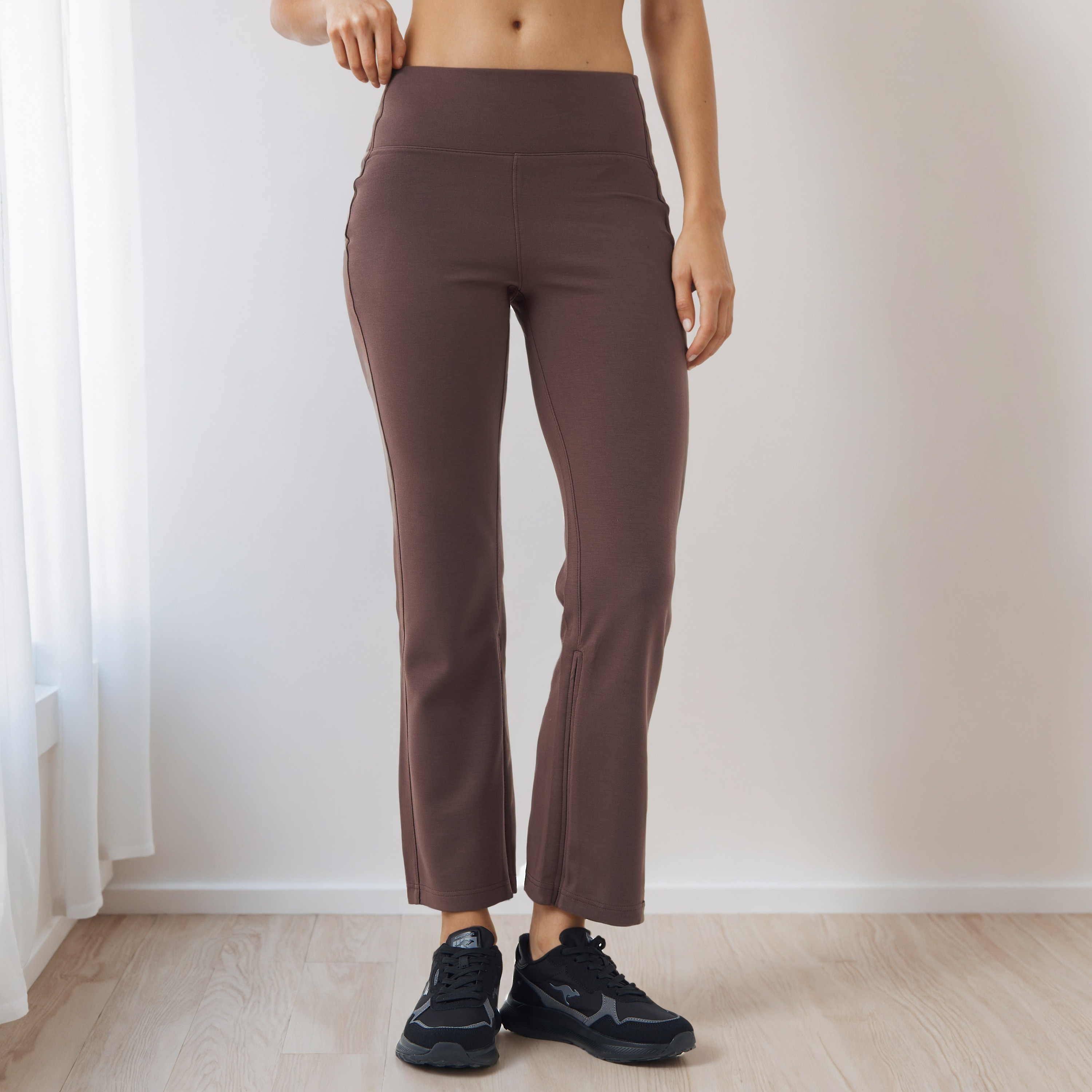 High-Waist Regular Fit Pants-women-clothing-bottoms-joggers-image-1