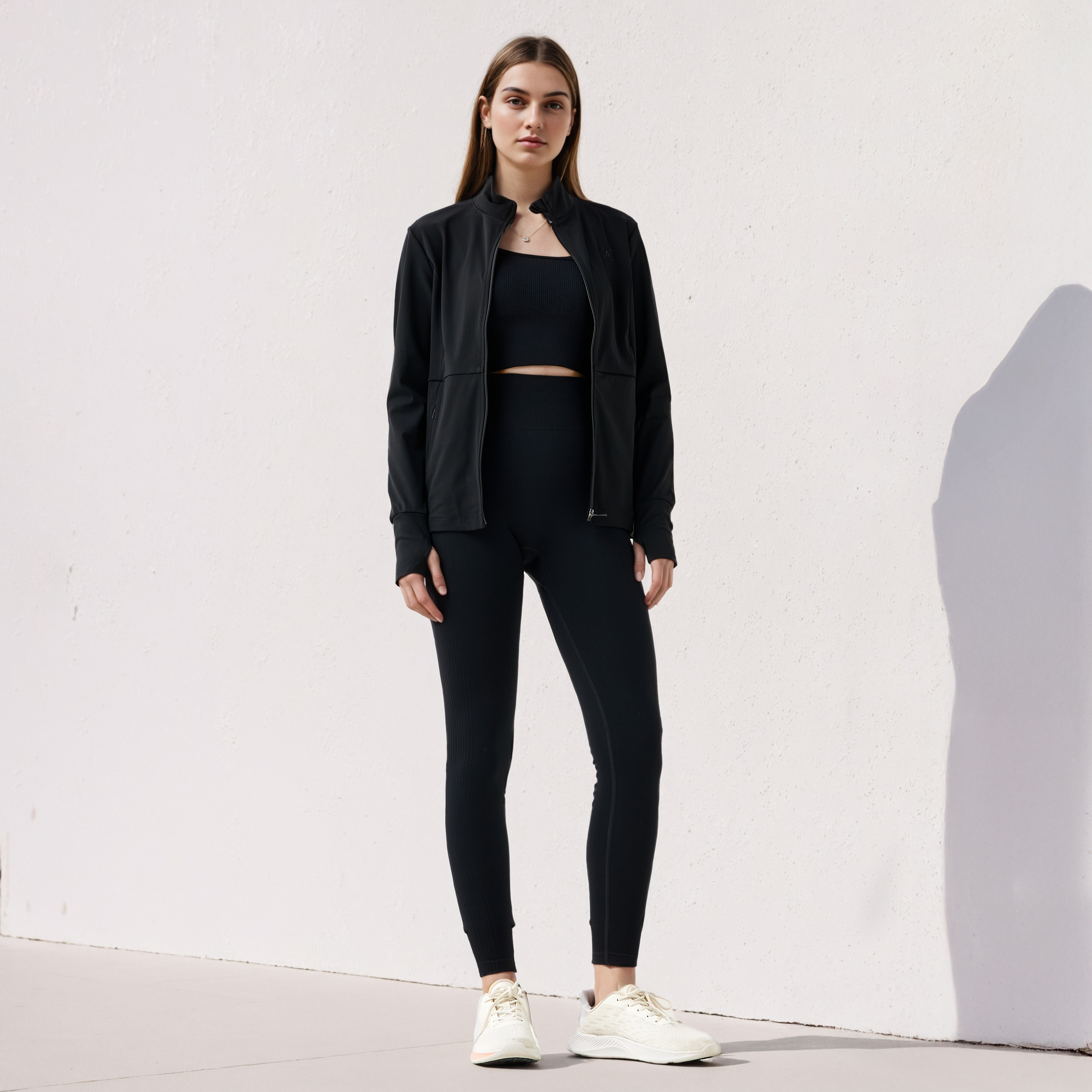 High Neck Zip Through Jacket with Thumbhole Detail-women-clothing-sportswearandactivewear-coatsandjackets-jackets-image-2