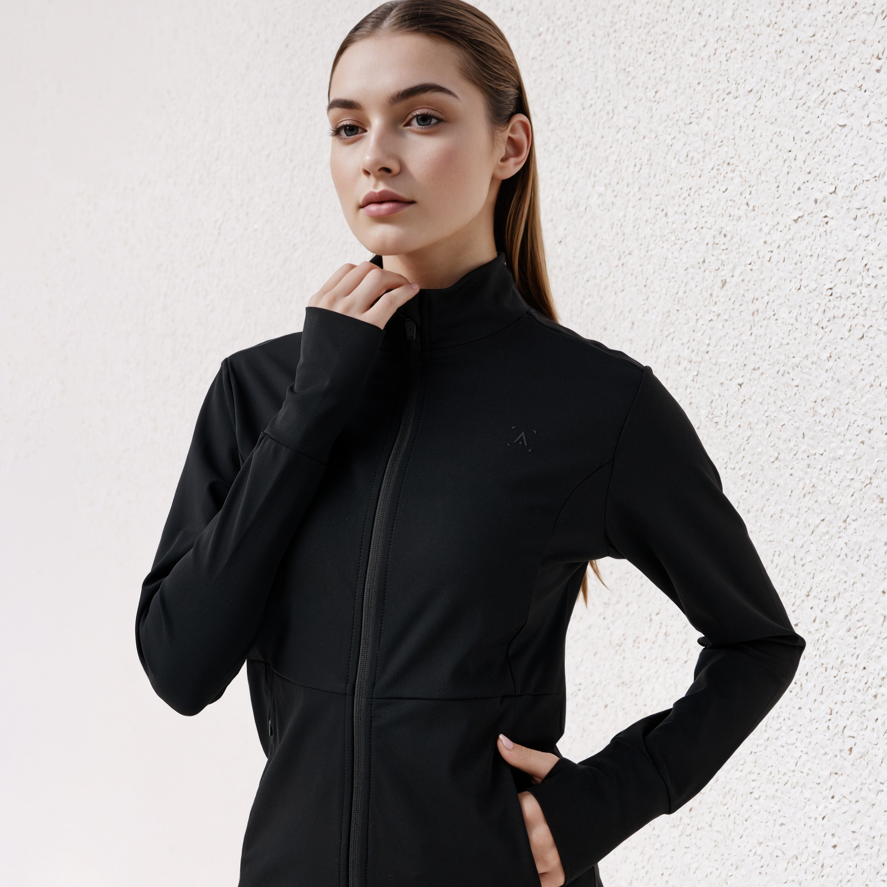High Neck Zip Through Jacket with Thumbhole Detail-women-clothing-sportswearandactivewear-coatsandjackets-jackets-image-4