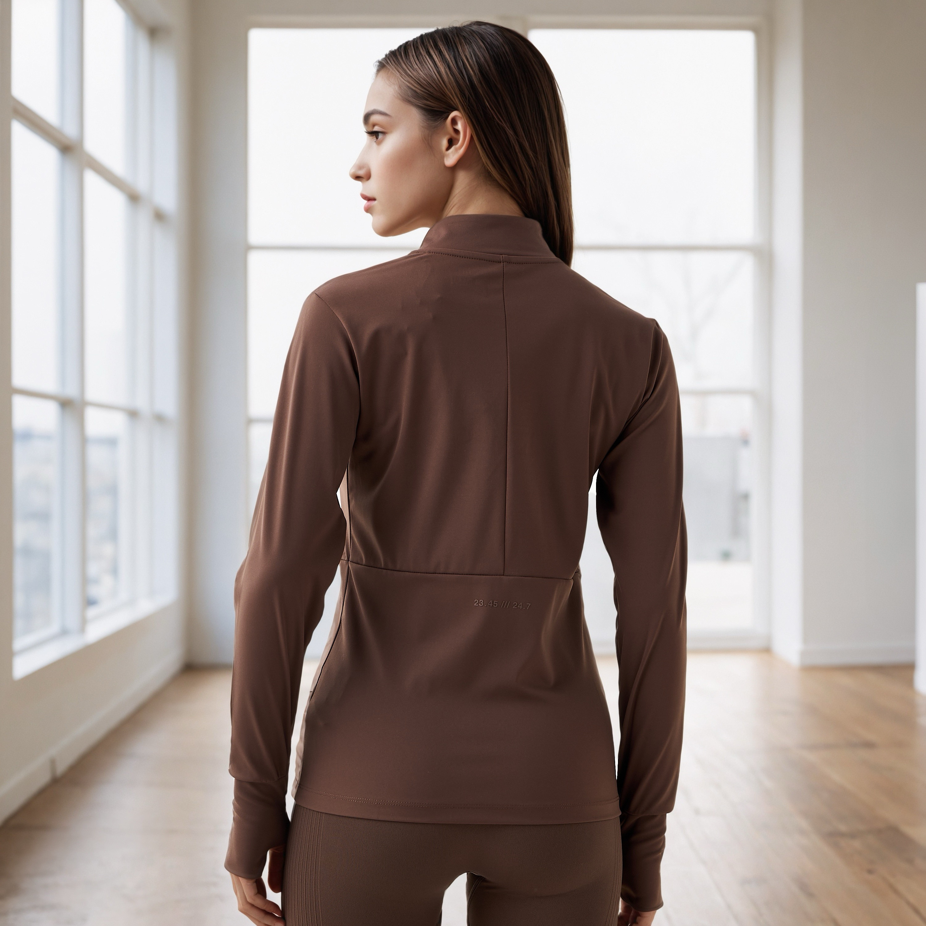 High Neck Zip Through Jacket with Thumbhole Detail-women-clothing-sportswearandactivewear-coatsandjackets-jackets-image-3