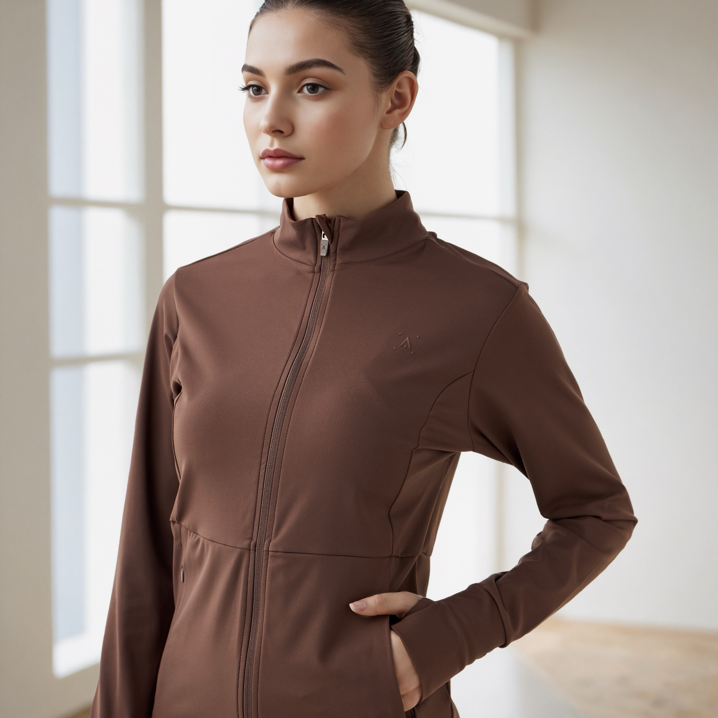 High Neck Zip Through Jacket with Thumbhole Detail-women-clothing-sportswearandactivewear-coatsandjackets-jackets-image-5