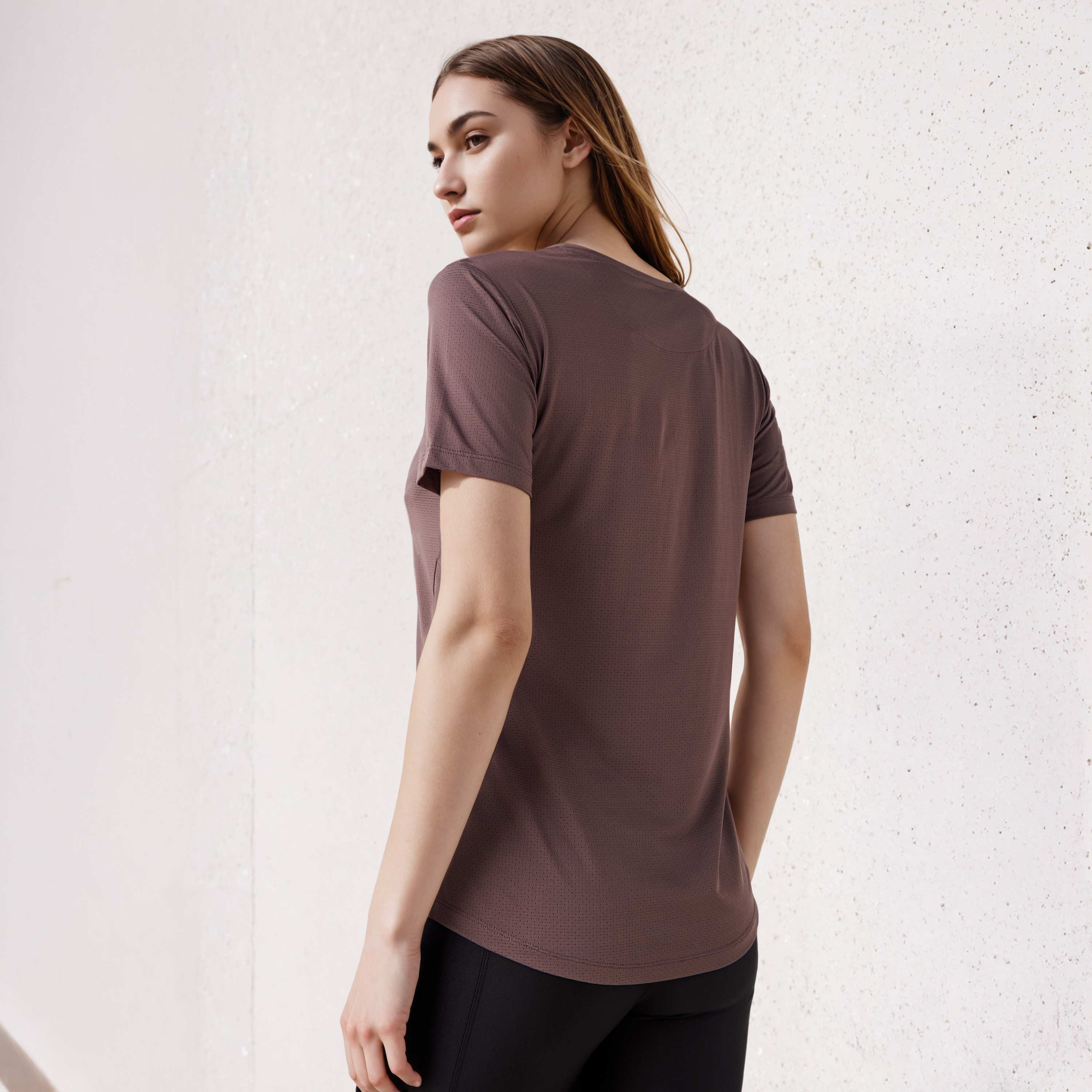 Textured Crew Neck T-shirt-women-clothing-tshirts-image-3