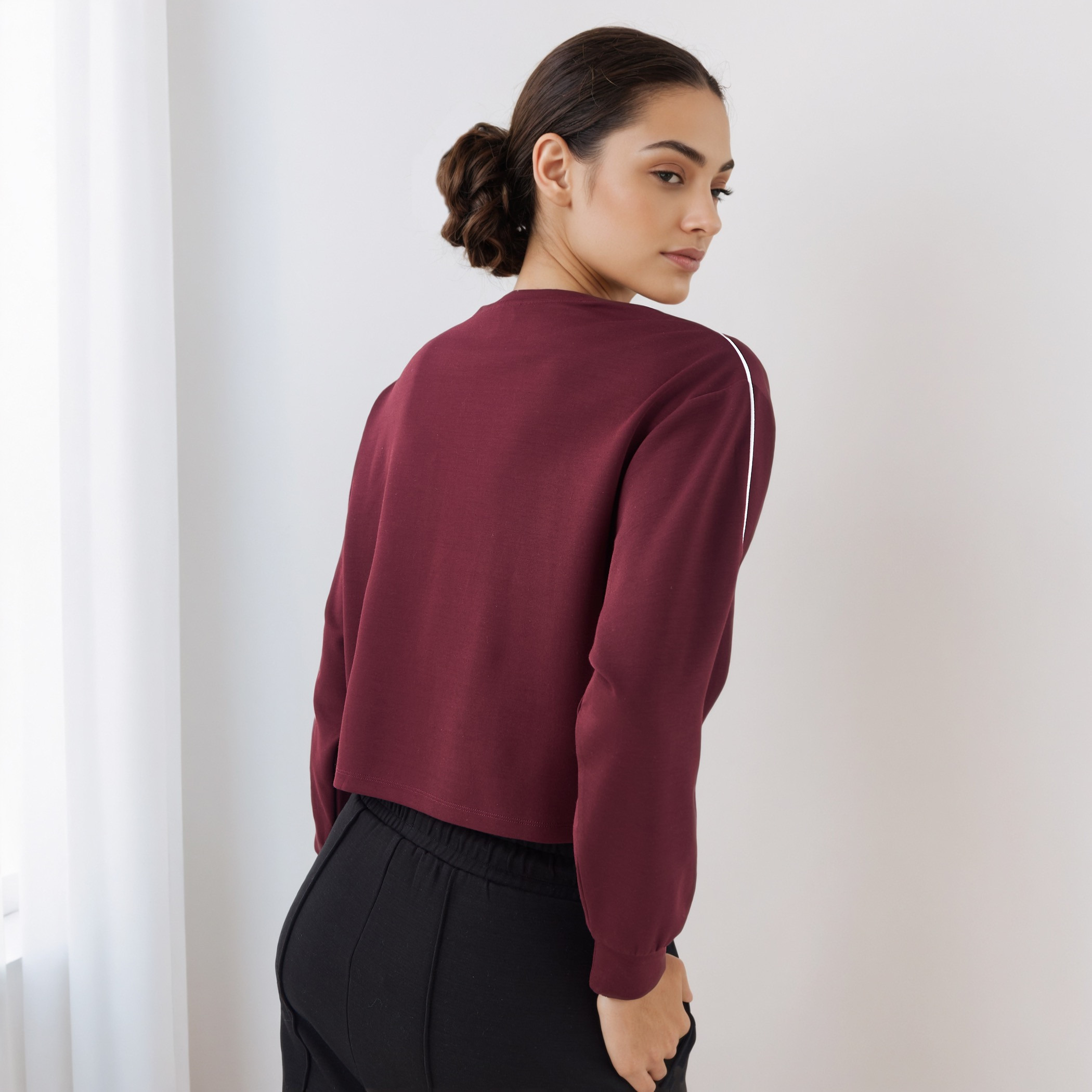 Piping Detail T-shirt with Long Sleeves-sports-women-clothing-tshirtsandvests-image-3