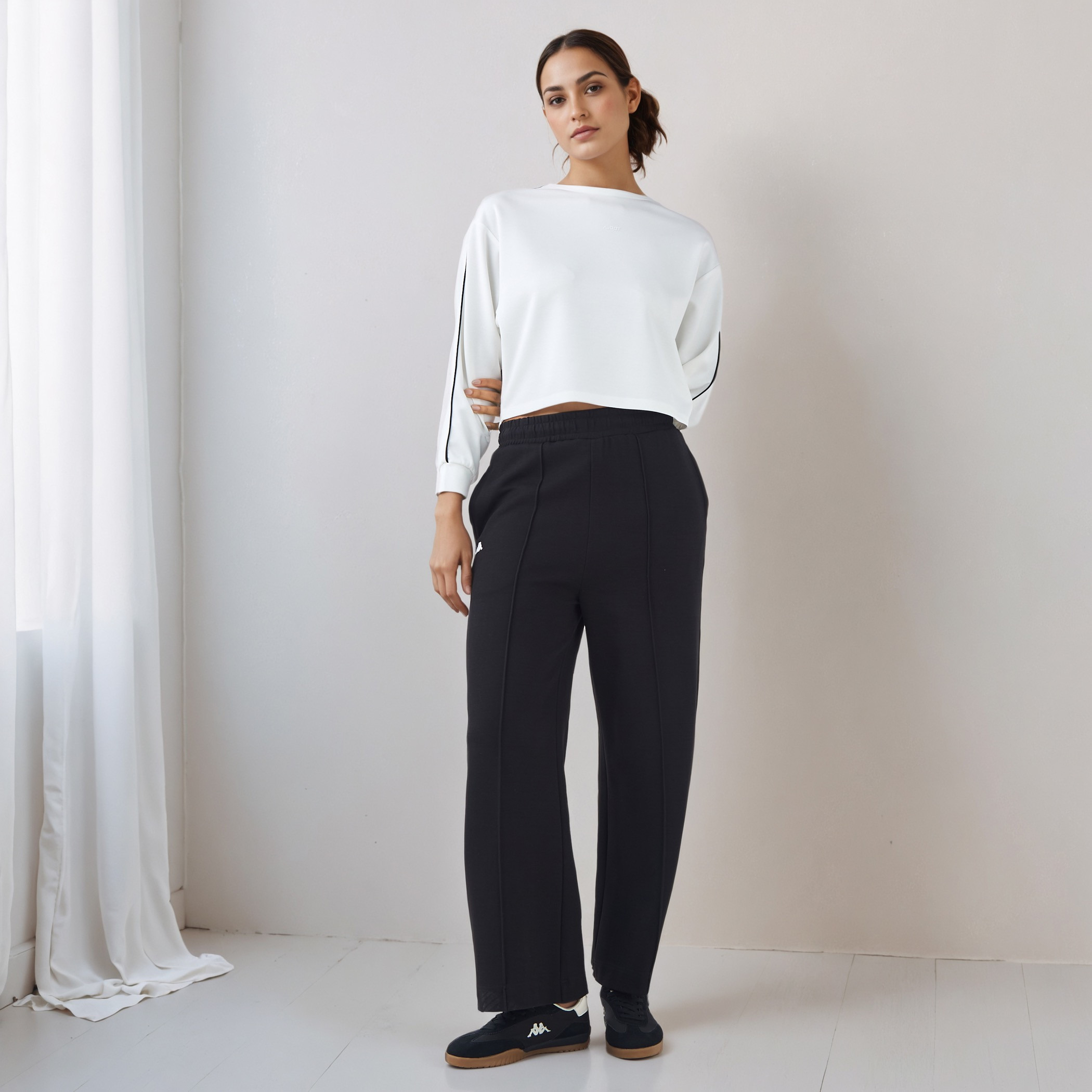 Piping Detail T-shirt with Long Sleeves-sports-women-clothing-tshirtsandvests-image-2
