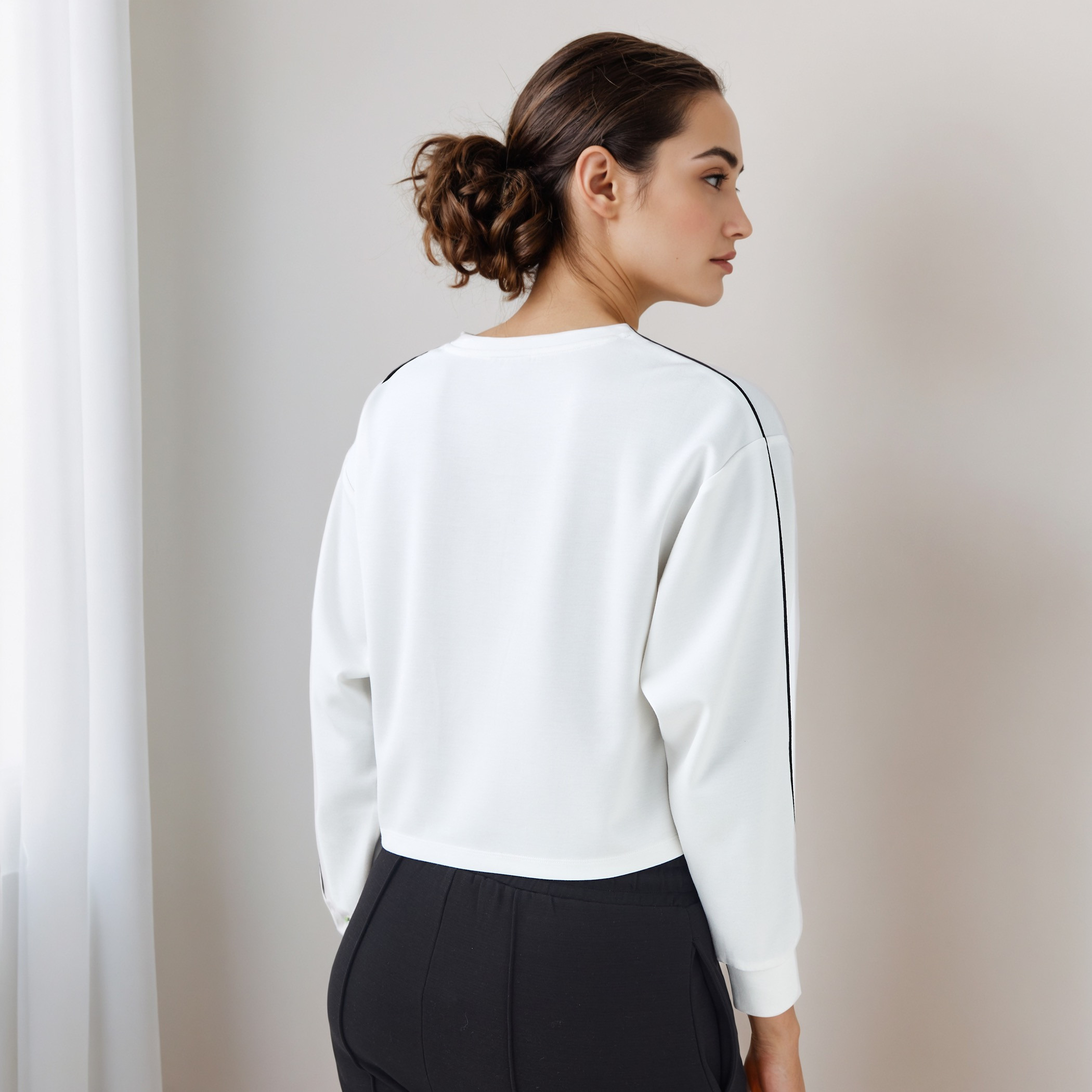 Piping Detail T-shirt with Long Sleeves-sports-women-clothing-tshirtsandvests-image-3