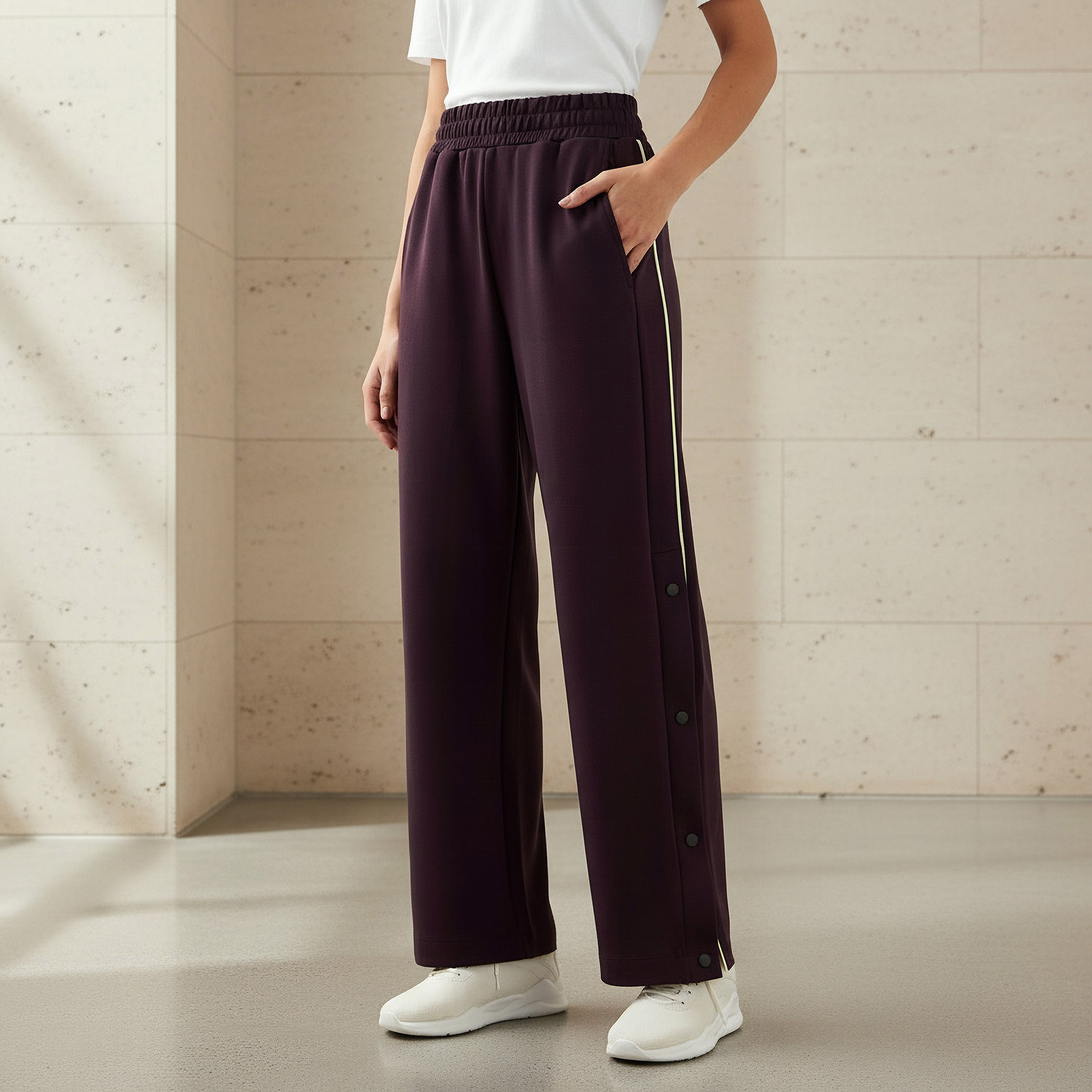 Women Regular Fit Joggers with Button Detail-women-clothing-sportswearandactivewear-bottoms-joggersandtrackpants-image-1
