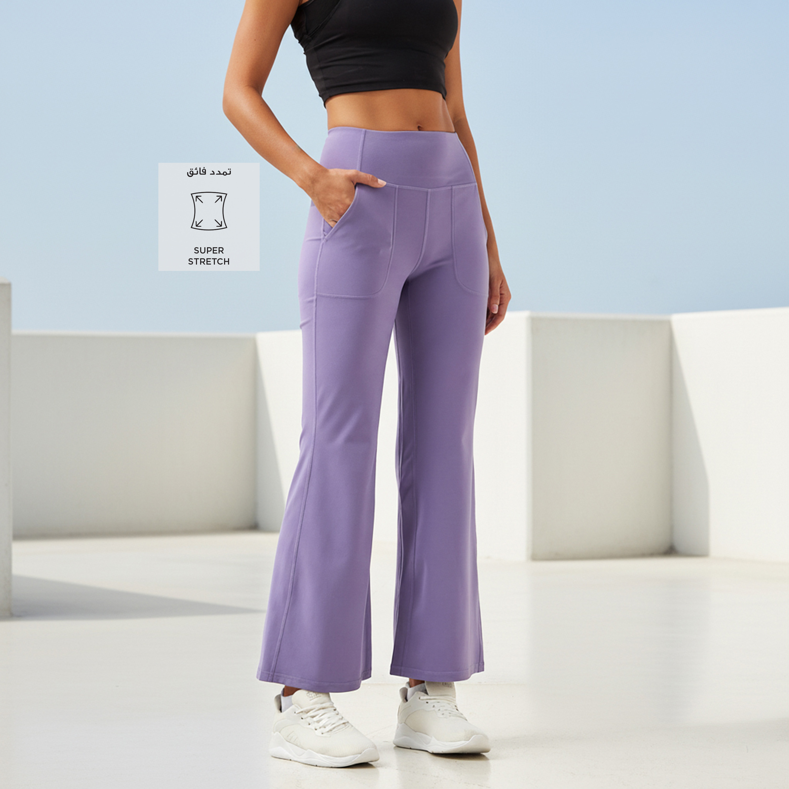 Women Flared Leggings with Pockets-women-clothing-coordsets-image-2