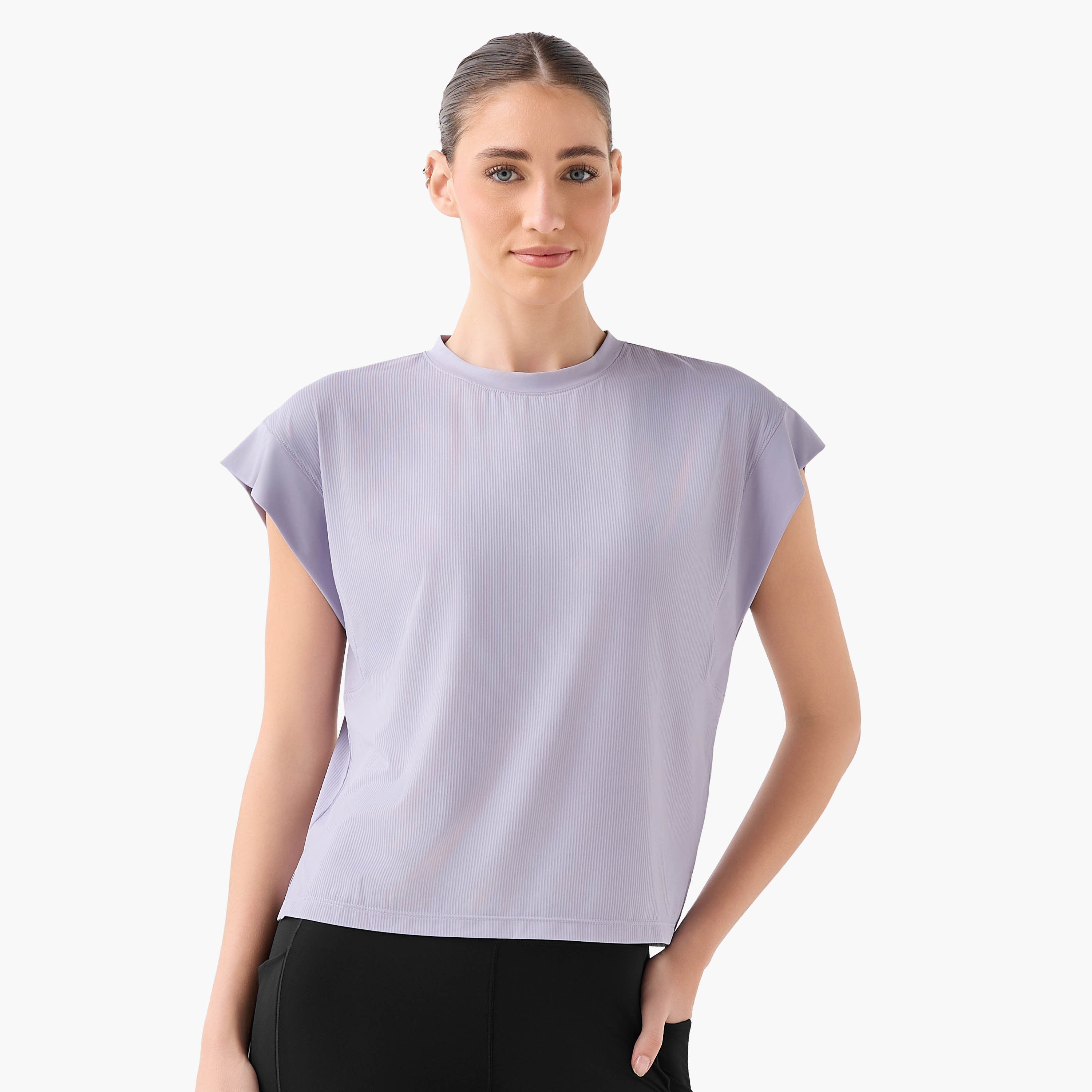 تيشيرت مضلع قابل للتمدد في اتجاهين بقصة مربعة للنساء-women-clothing-tshirts-image-6