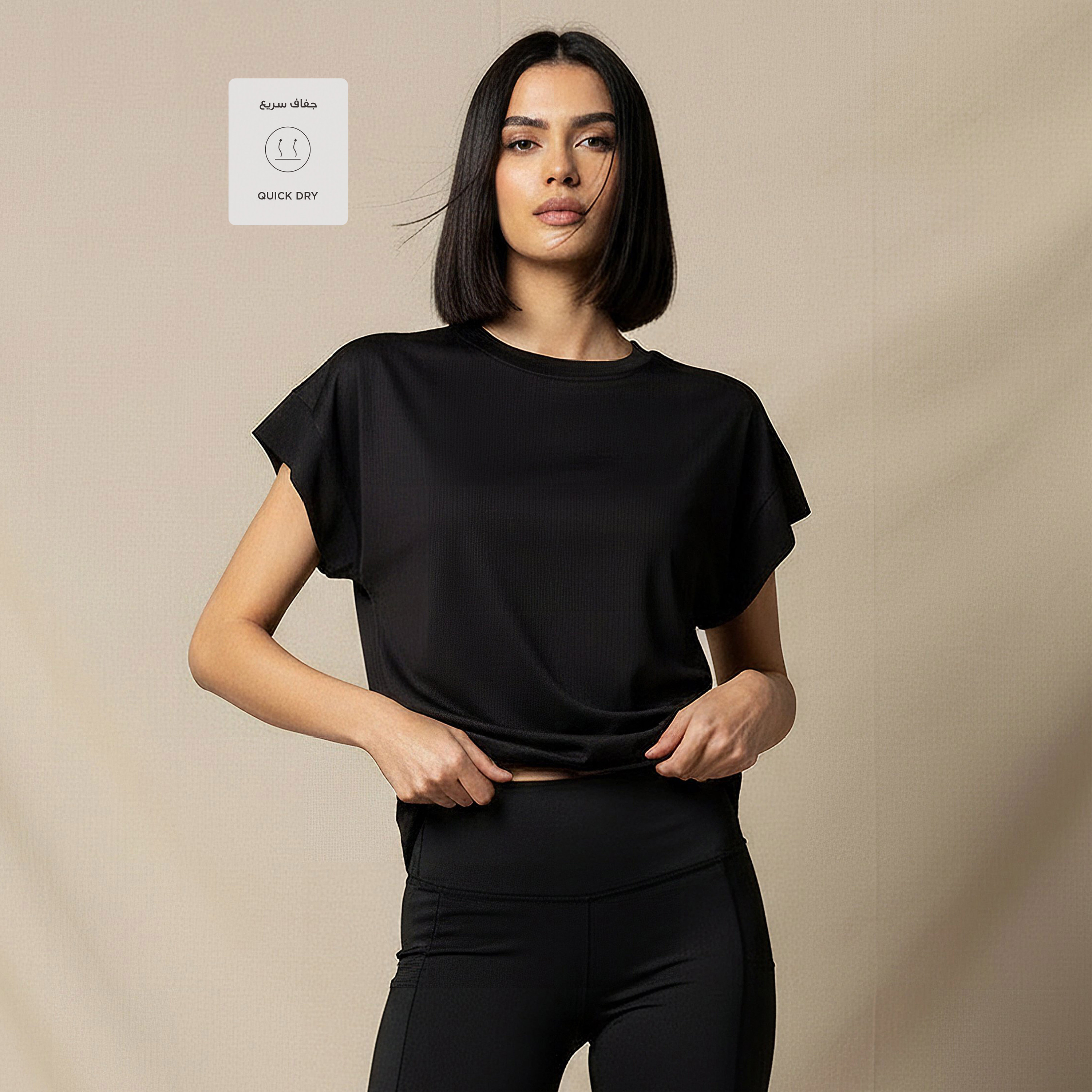 تيشيرت مضلع قابل للتمدد في اتجاهين بقصة مربعة للنساء-women-clothing-tshirts-image-5