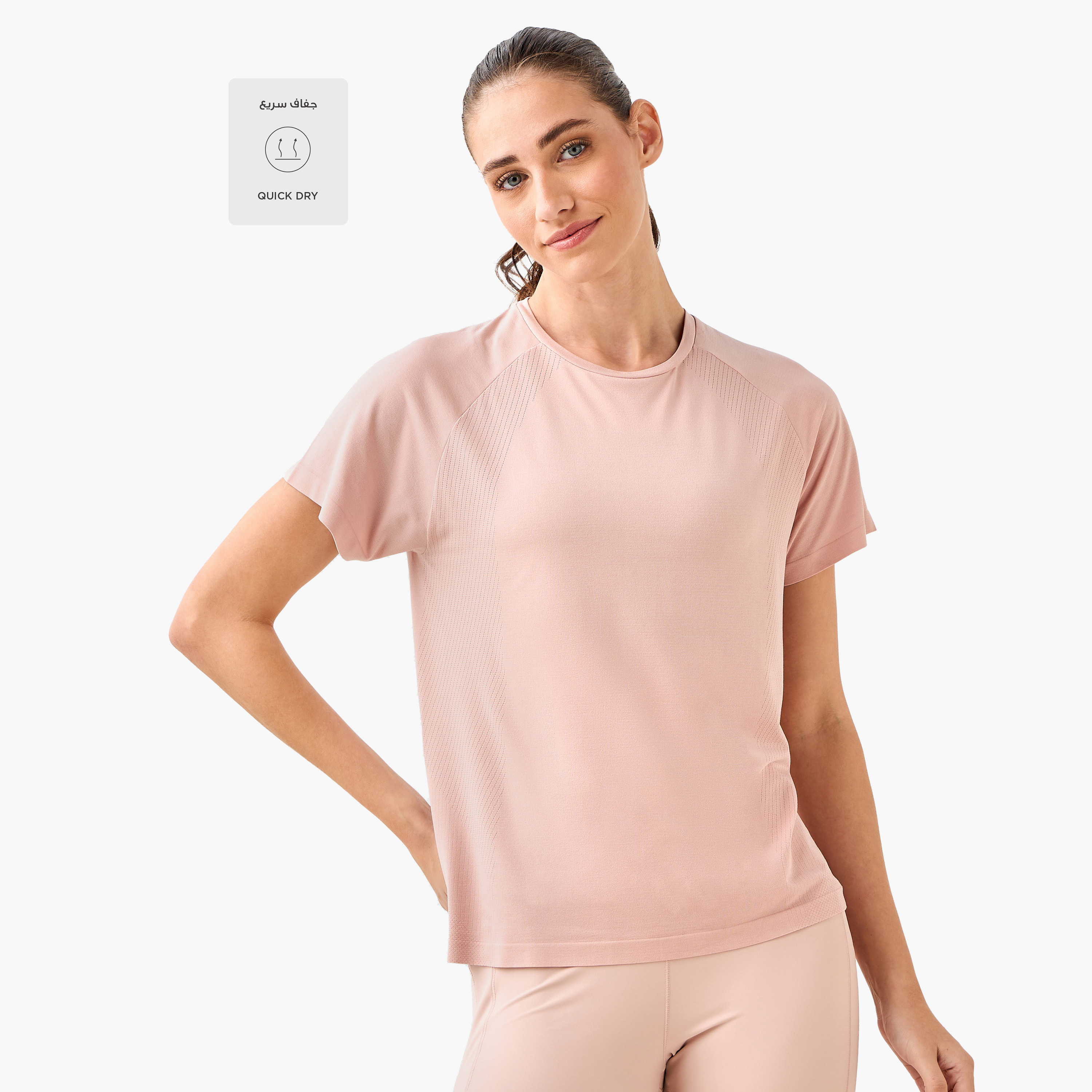 Women 4-Way Stretch Jacquard T-shirt-women-clothing-coordsets-image-3