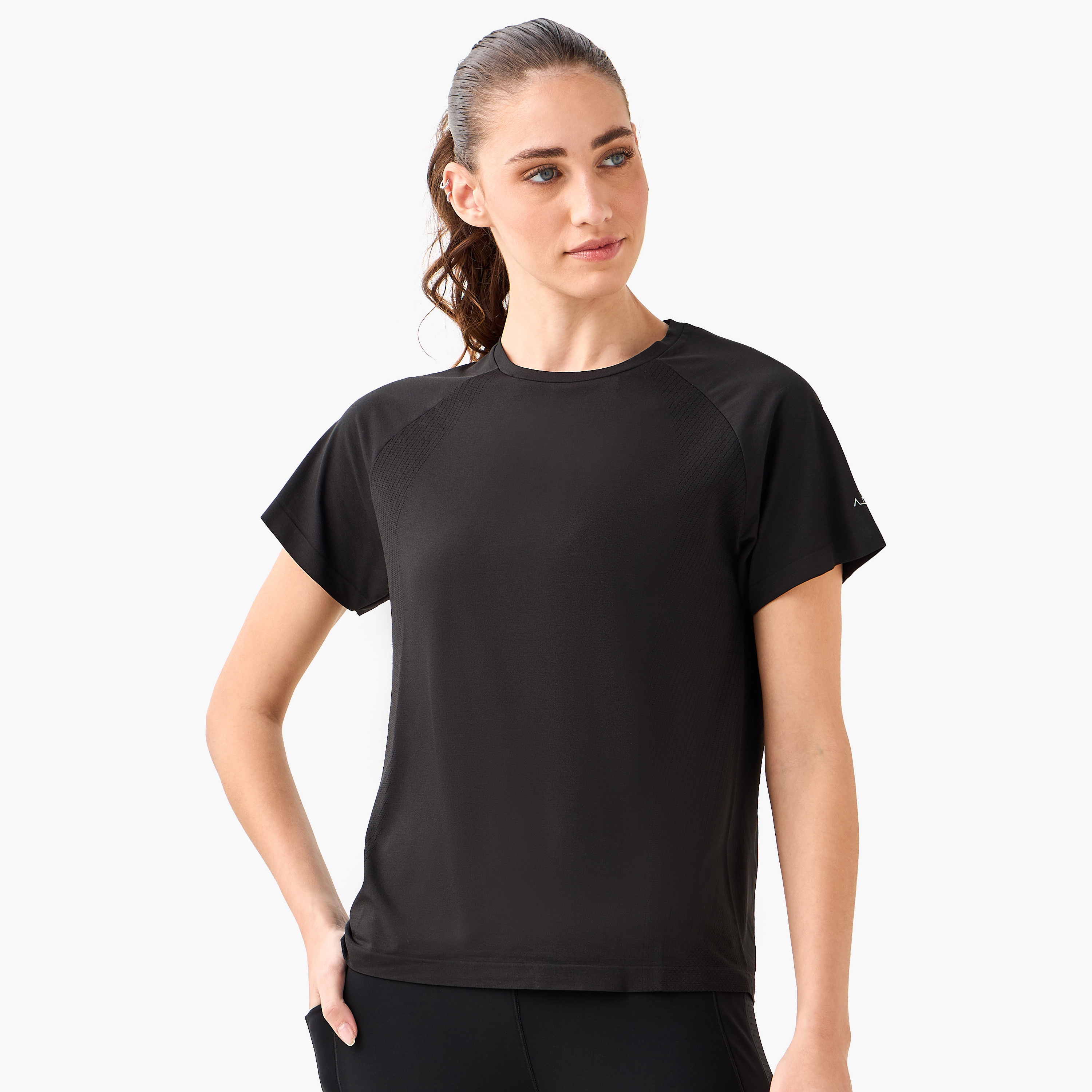 Women 4-Way Stretch Jacquard T-shirt-women-clothing-coordsets-image-3