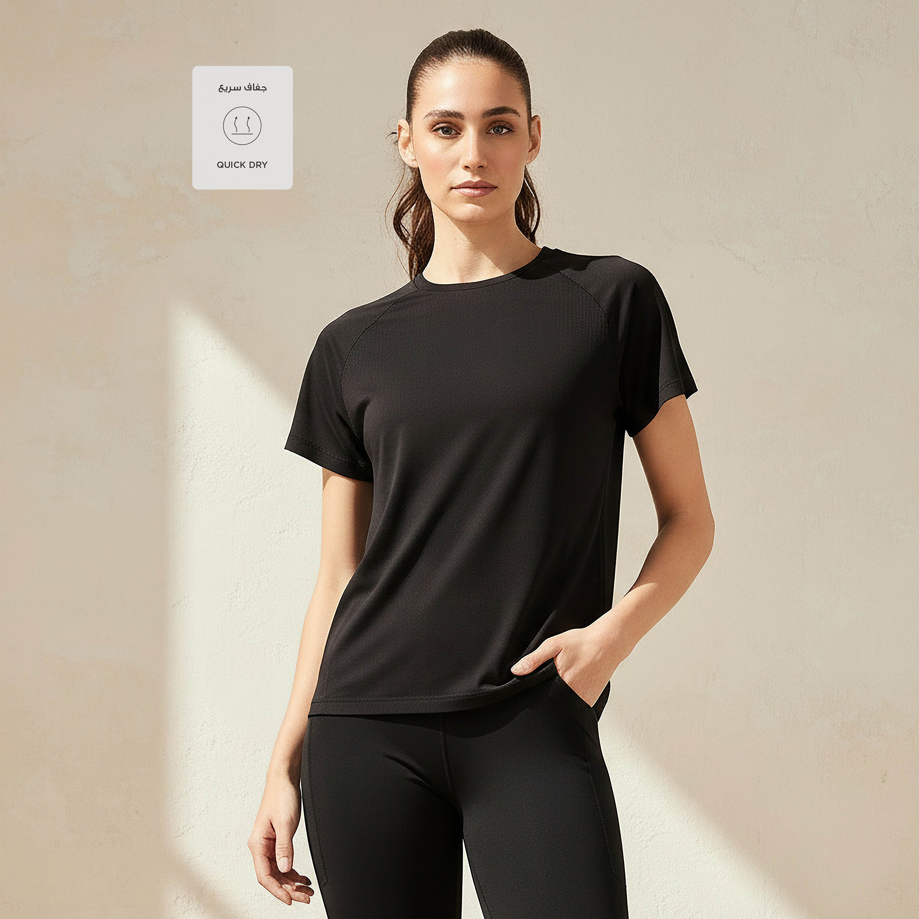 Women 4-Way Stretch Jacquard T-shirt-women-clothing-coordsets-image-4