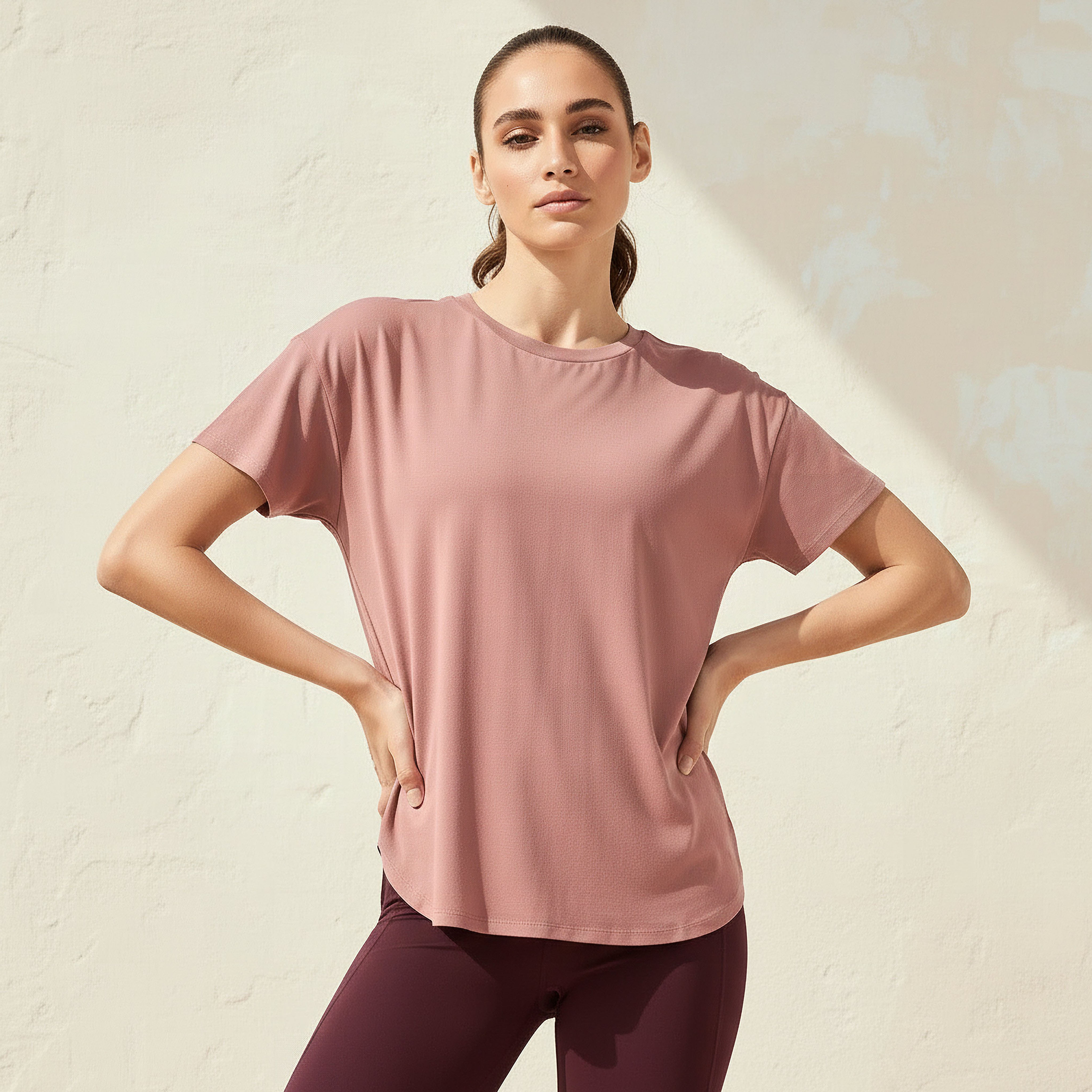 Women 2-Way Stretch T-shirt-women-clothing-coordsets-image-1
