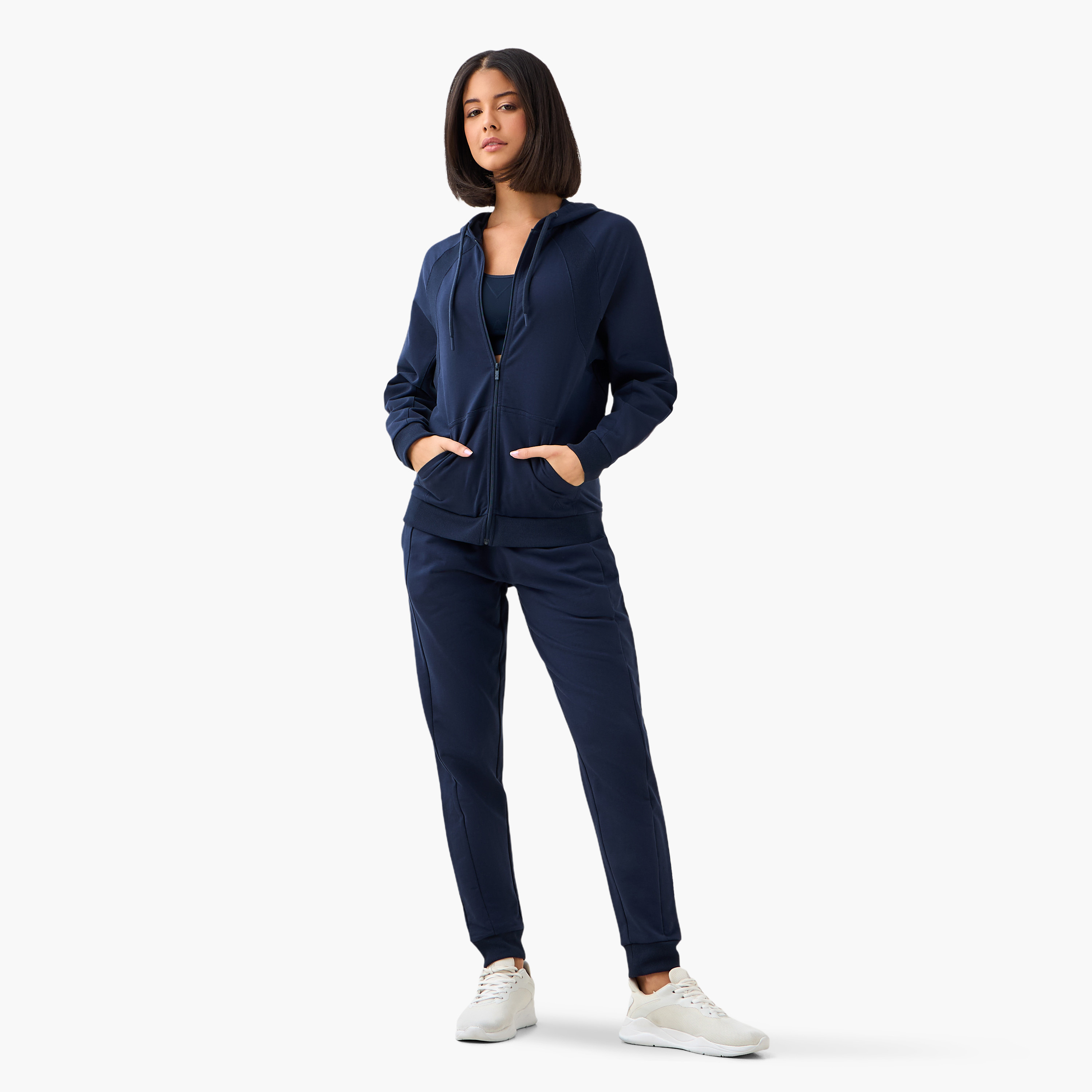 جاكيت بقبعة وجيوب كنجر للنساء-women-clothing-coordsets-image-4