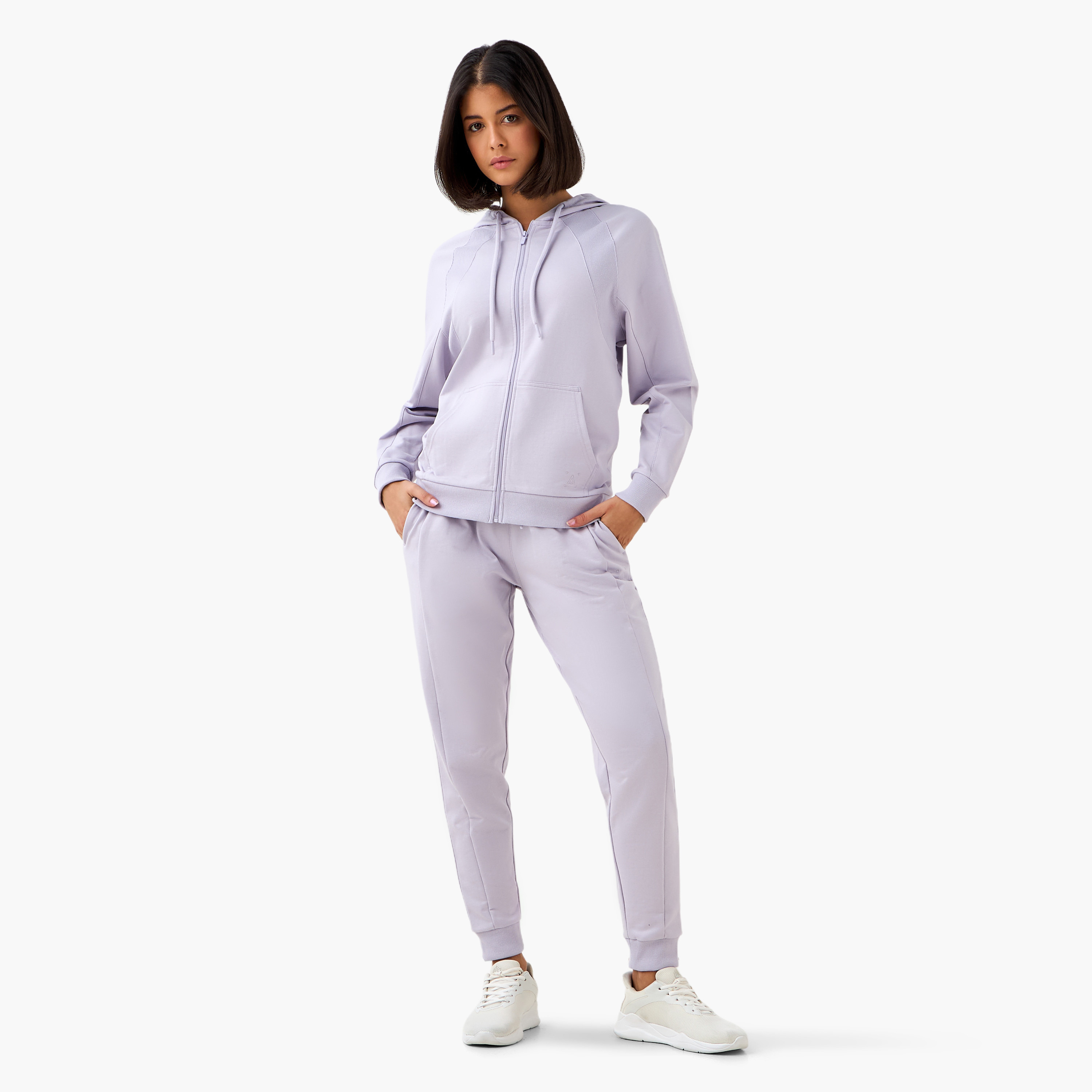 جاكيت بقبعة وجيوب كنجر للنساء-women-clothing-coordsets-image-4
