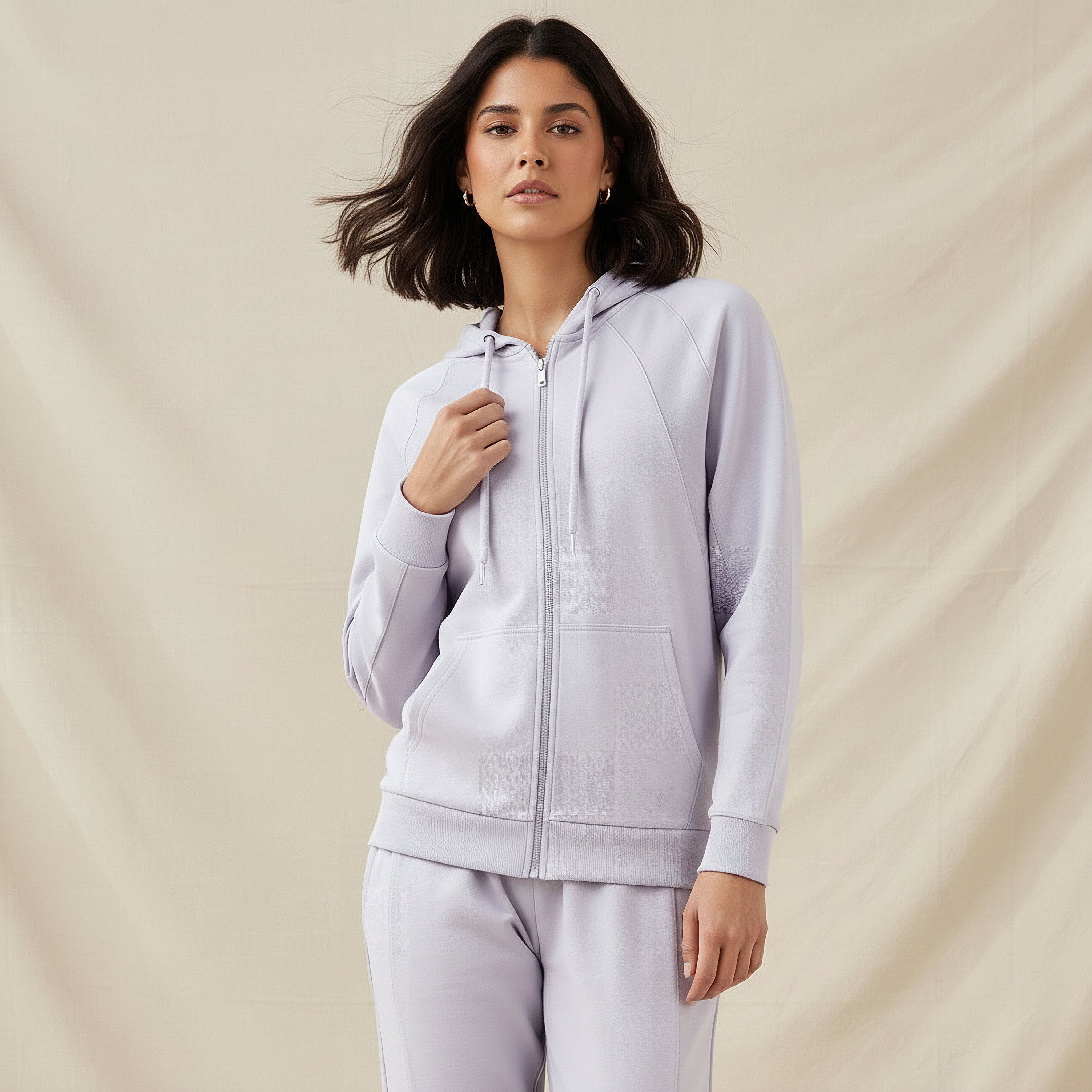 جاكيت بقبعة وجيوب كنجر للنساء-women-clothing-coordsets-image-7