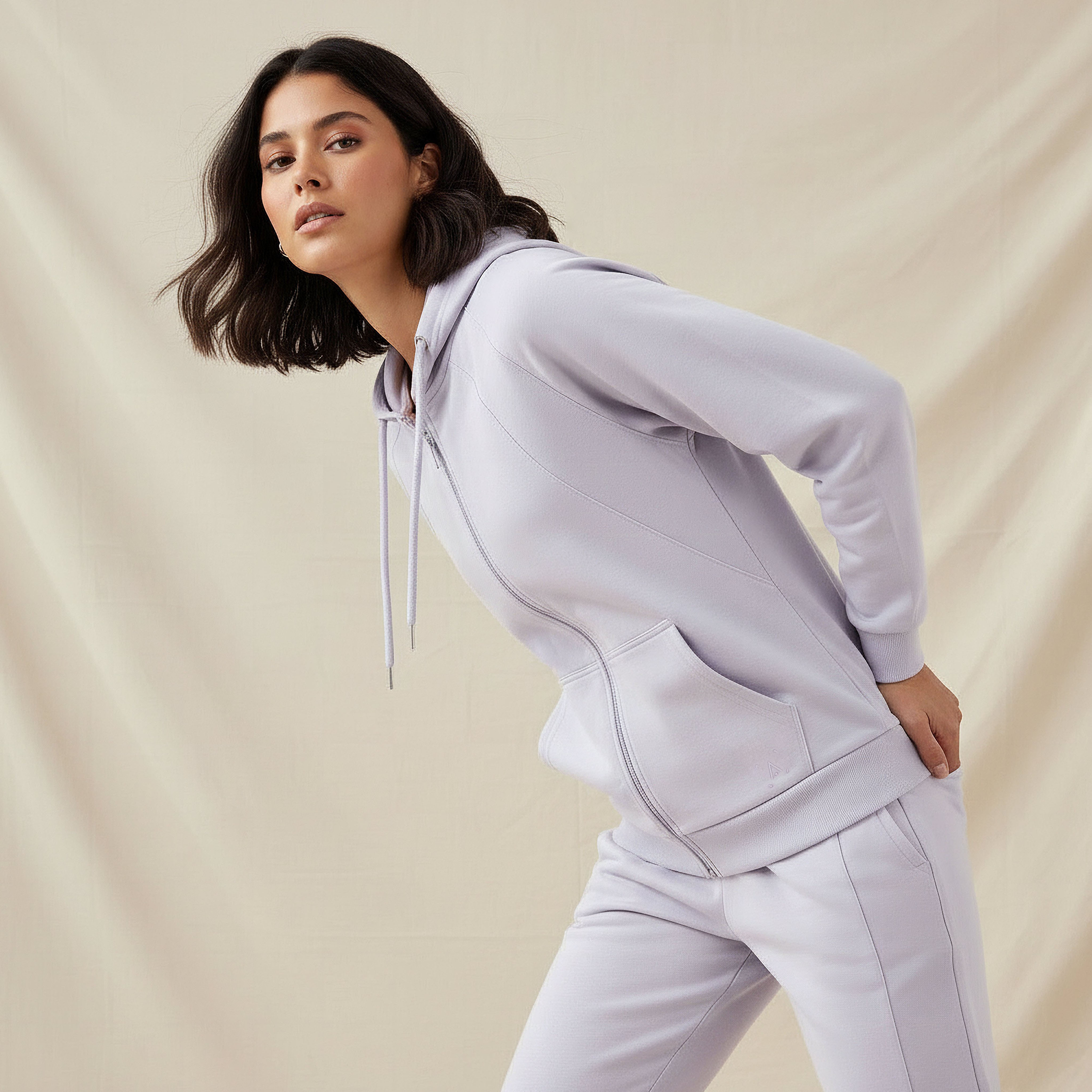 جاكيت بقبعة وجيوب كنجر للنساء-women-clothing-coordsets-image-6