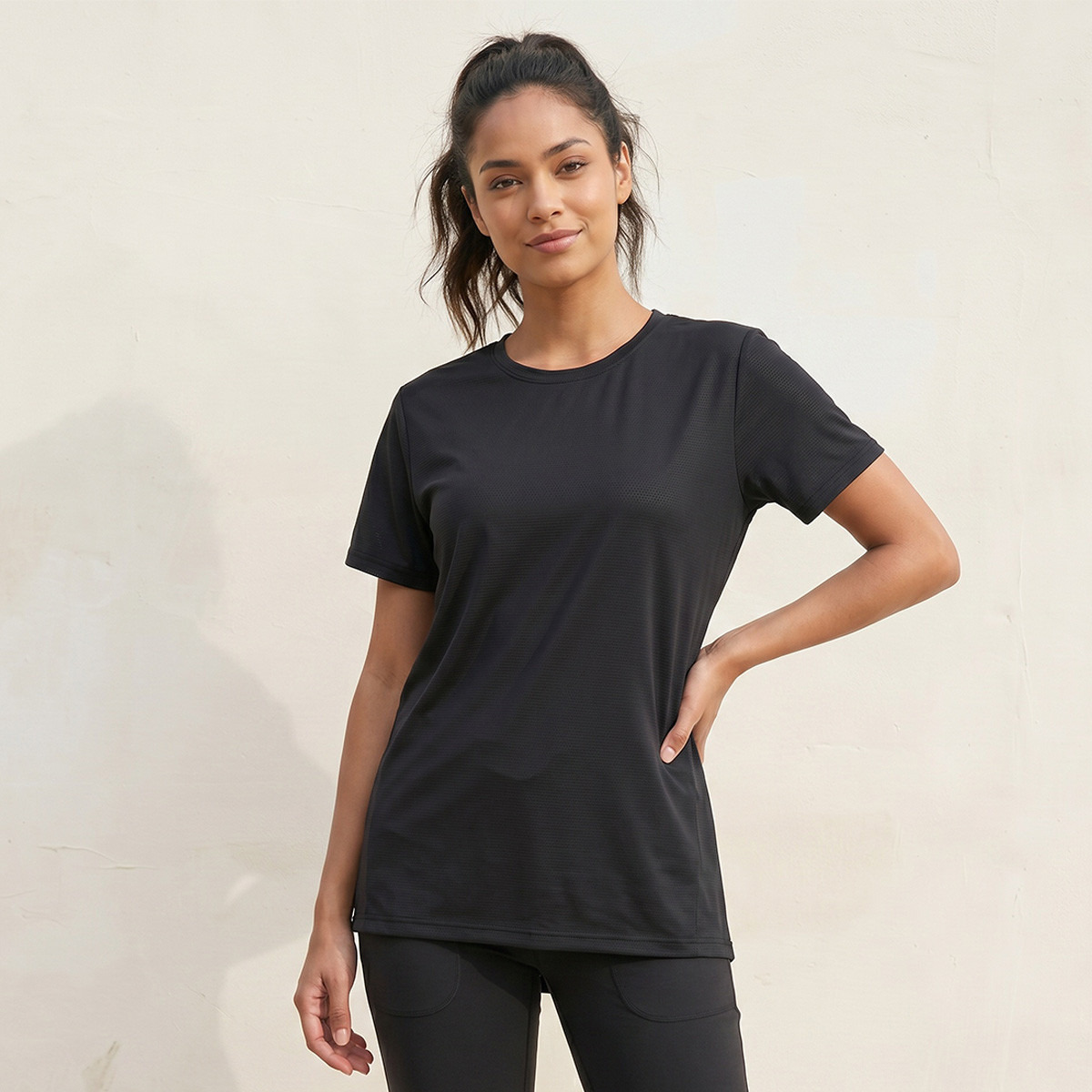 Soft Touch Textured T-shirt-sports-women-clothing-tshirtsandvests-image-1