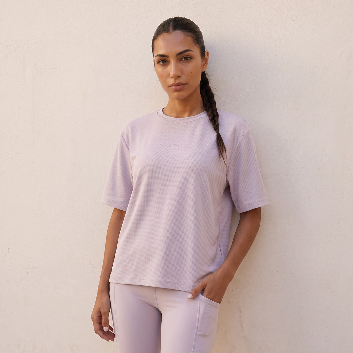 Waffle Textured 2-Way Stretch T-shirt-sports-women-clothing-tshirtsandvests-image-1