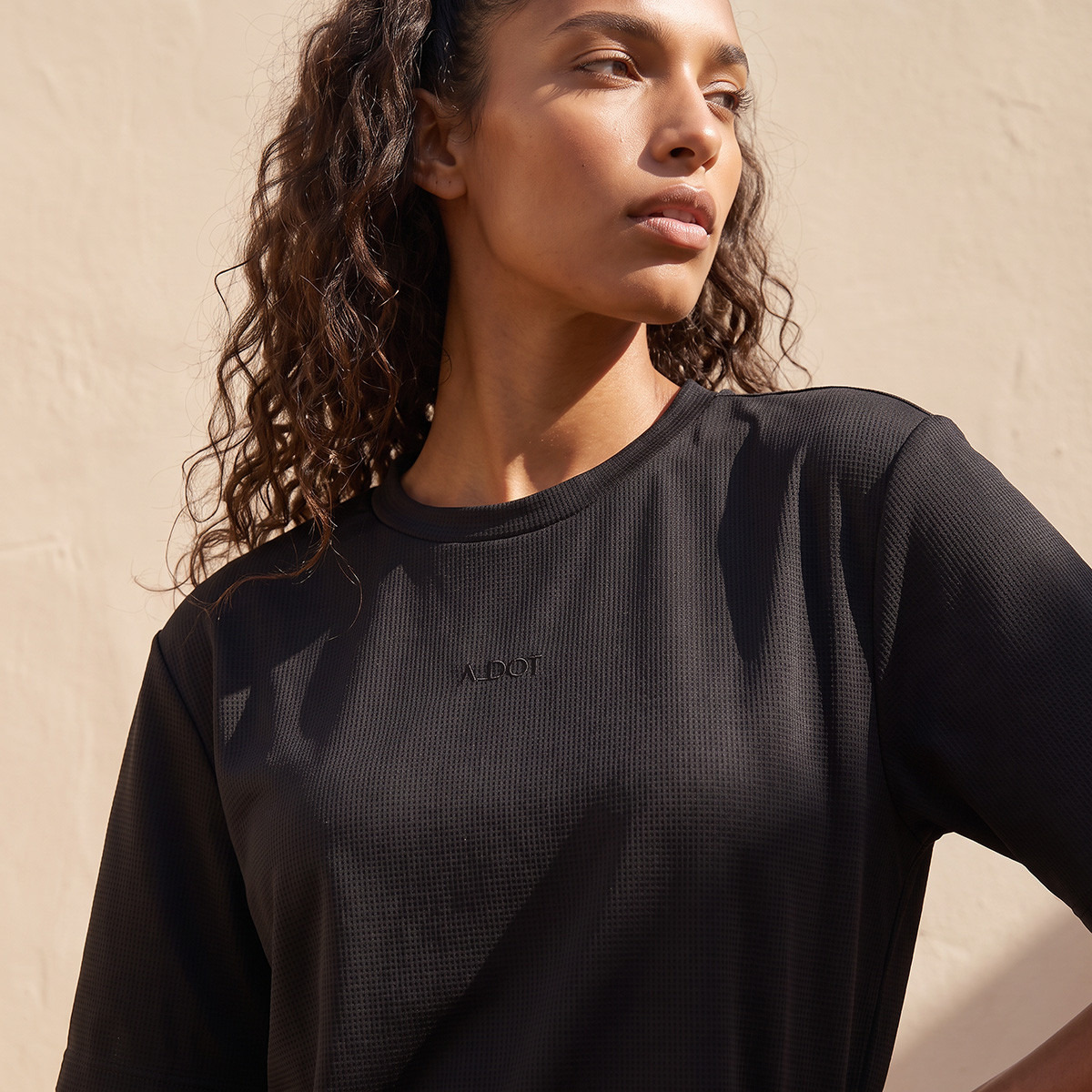 Waffle Textured 2-Way Stretch T-shirt-sports-women-clothing-tshirtsandvests-image-4