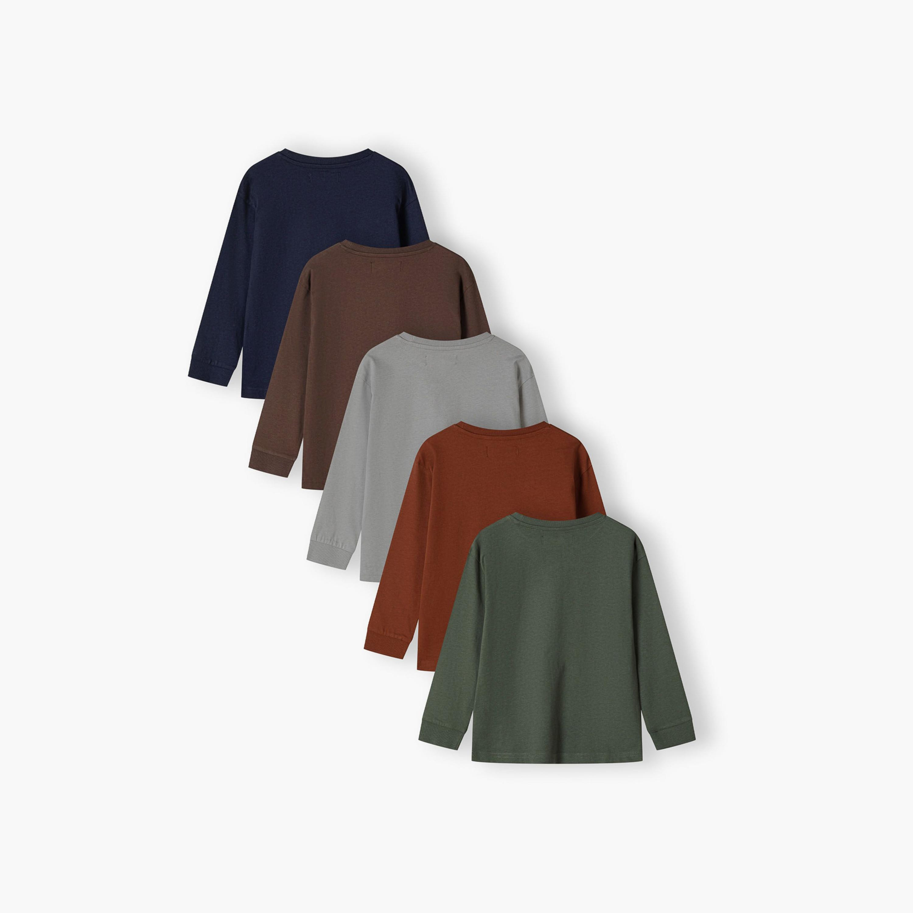 Minoti Pack of 5 Long Sleeves Printed Cotton Round Neck T-Shirts-boys-clothing-tshirtsandpolos-image-4