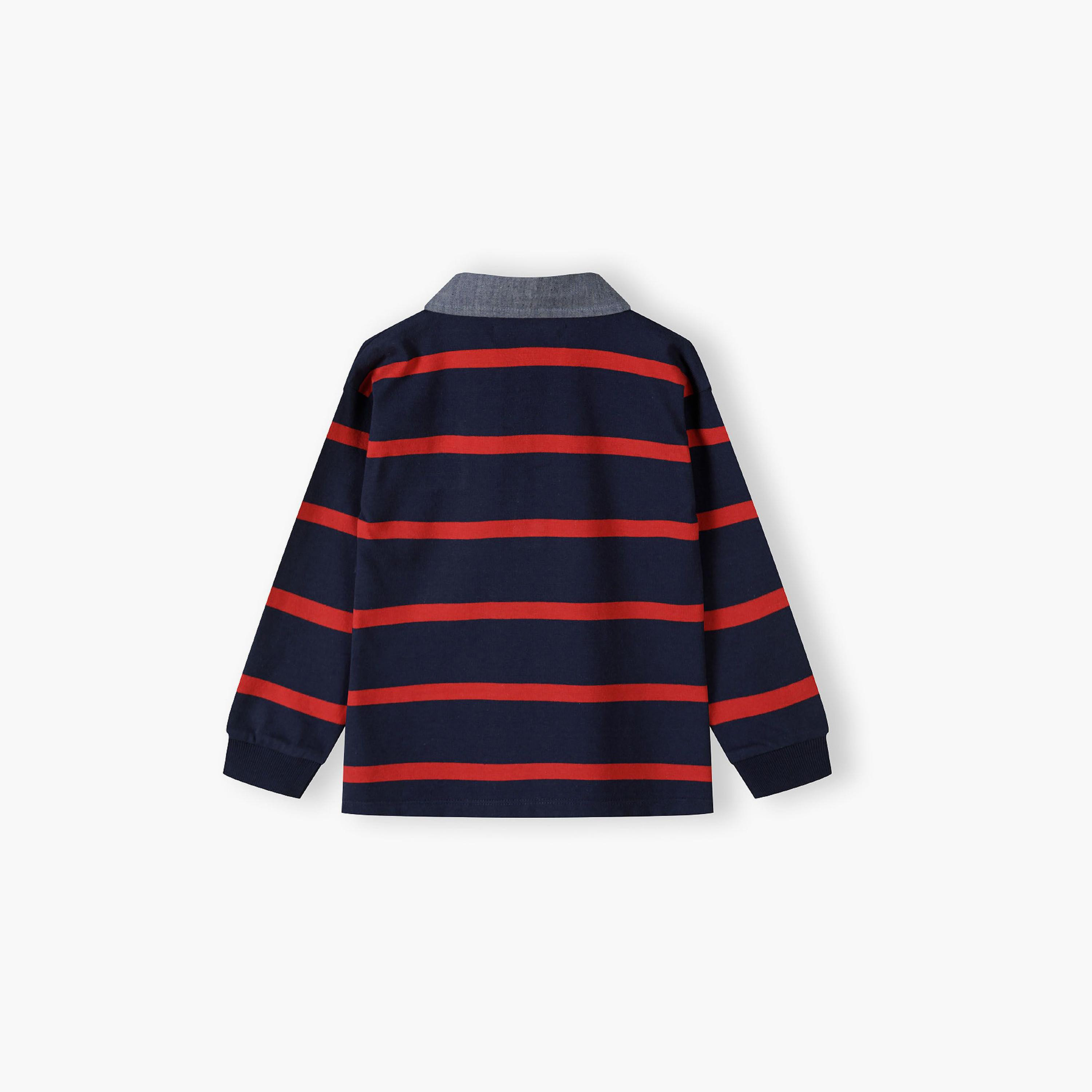 تيشيرت بأكمام طويلة من القطن المقلم مع تطريز من مينوتي-boys-clothing-tshirtsandpolos-image-3