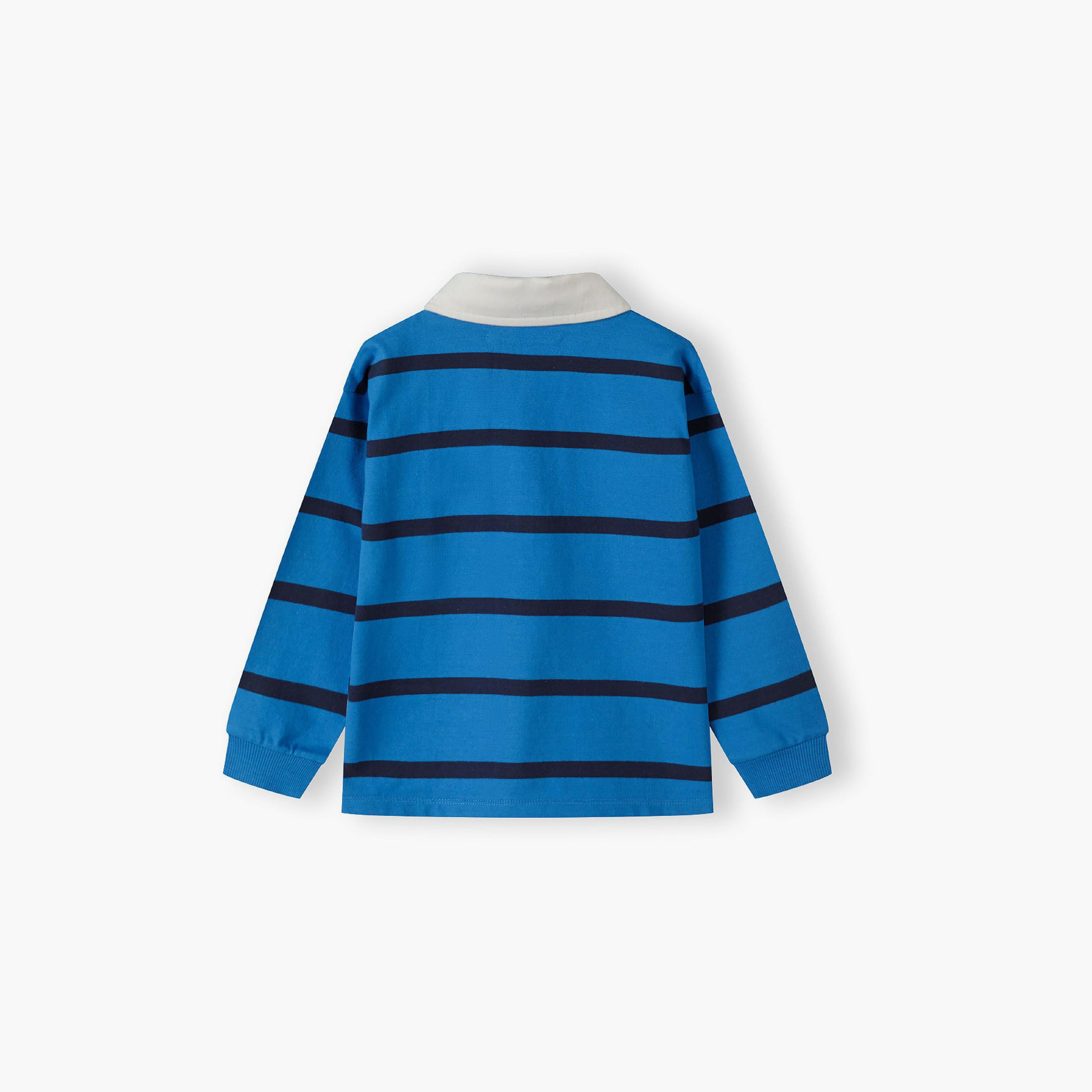 تيشيرت بأكمام طويلة من القطن المقلم مع تطريز من مينوتي-boys-clothing-tshirtsandpolos-image-3
