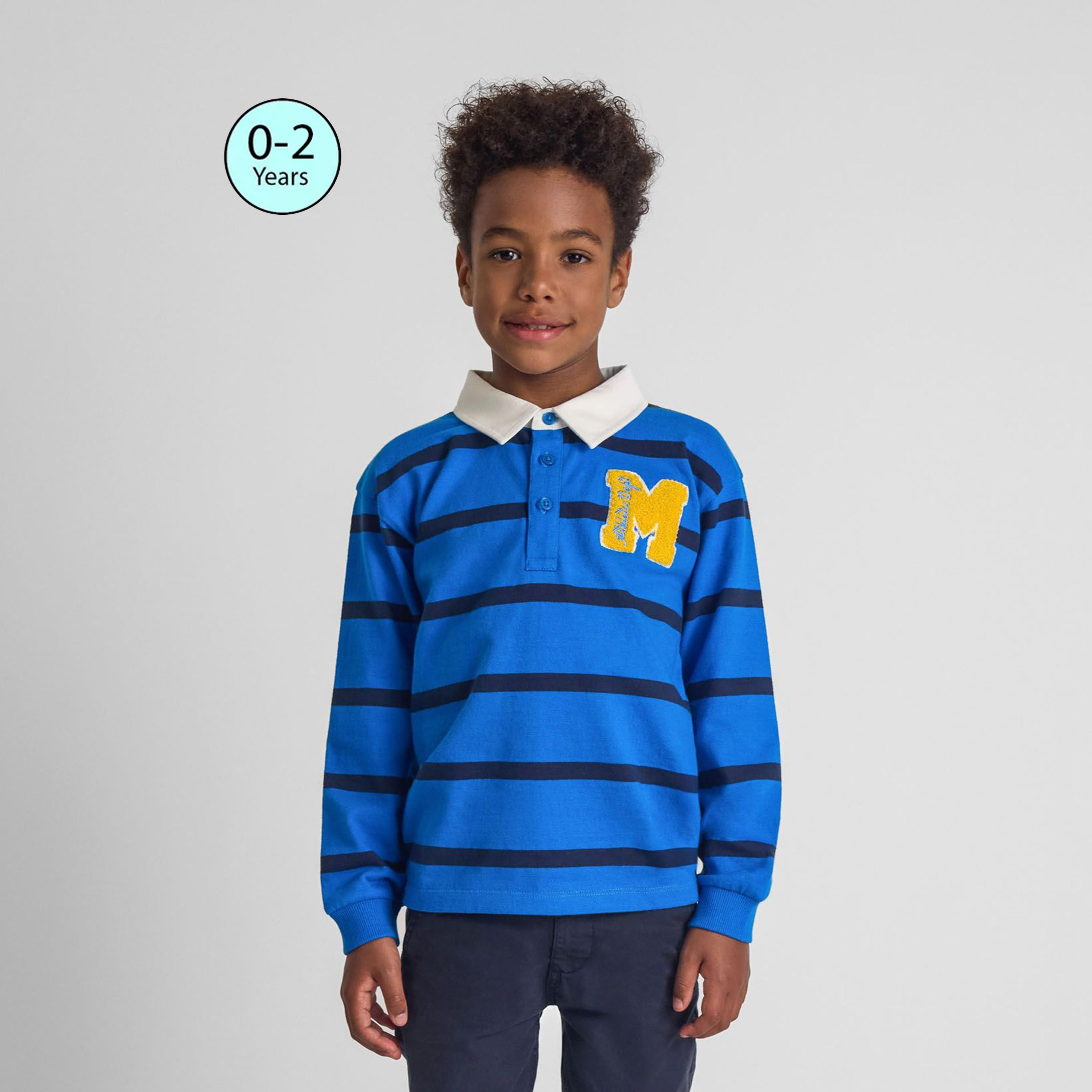 تيشيرت بأكمام طويلة من القطن المقلم مع تطريز من مينوتي-boys-clothing-tshirtsandpolos-image-1