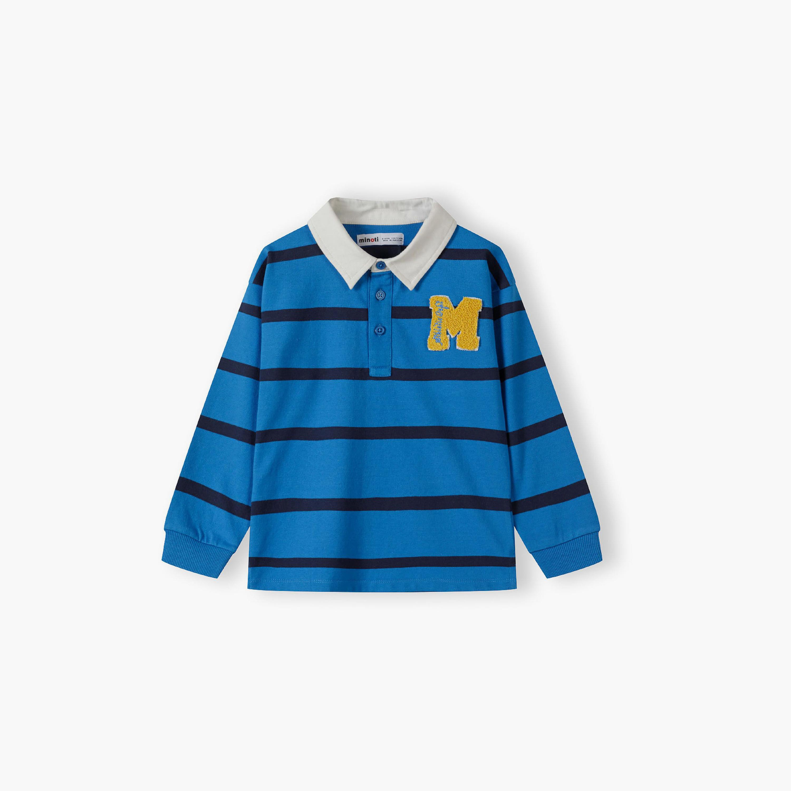 تيشيرت بأكمام طويلة من القطن المقلم مع تطريز من مينوتي-boys-clothing-tshirtsandpolos-image-2