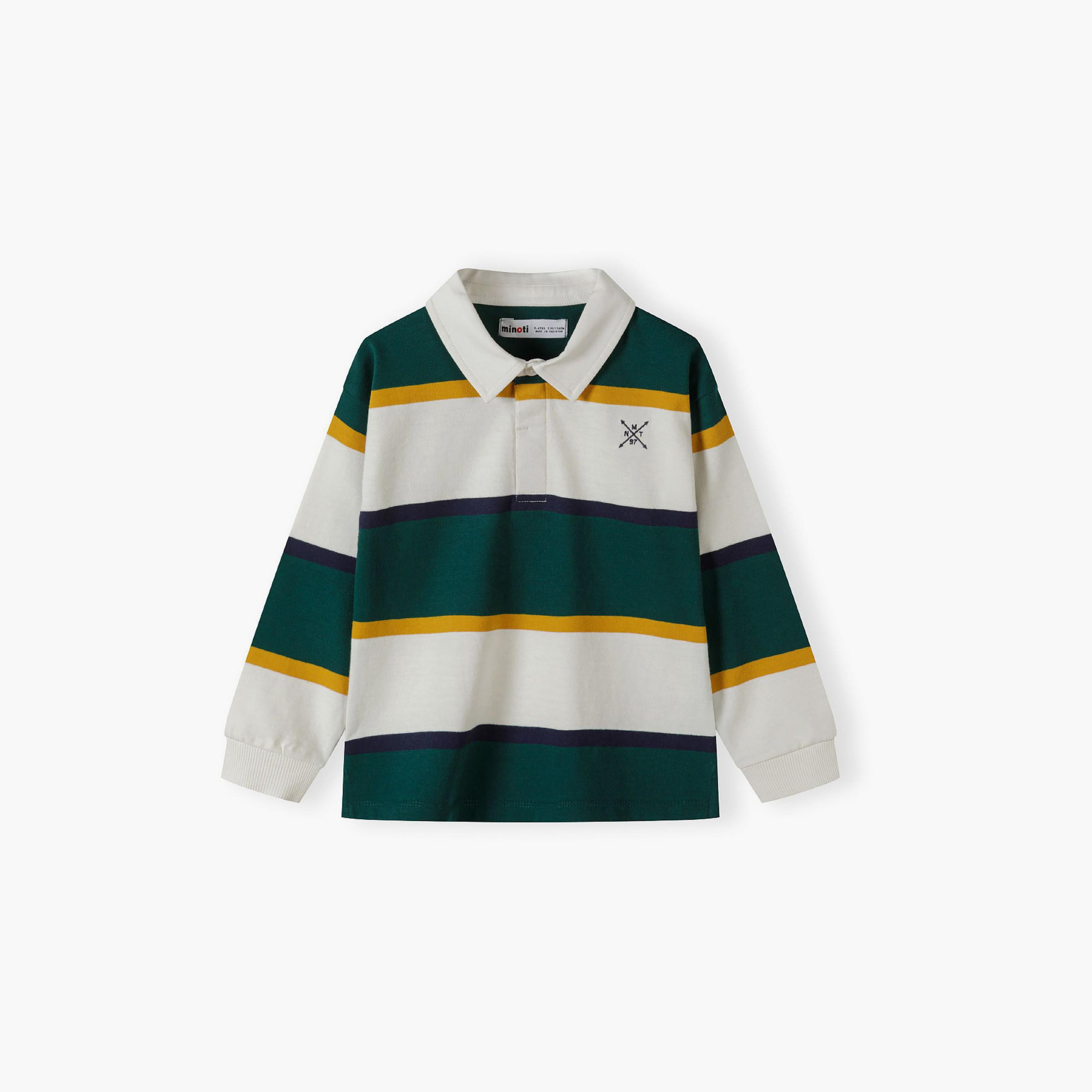 تيشيرت بولو بأكمام طويلة من القطن المقلم من مينوتي-boys-clothing-tshirtsandpolos-image-2