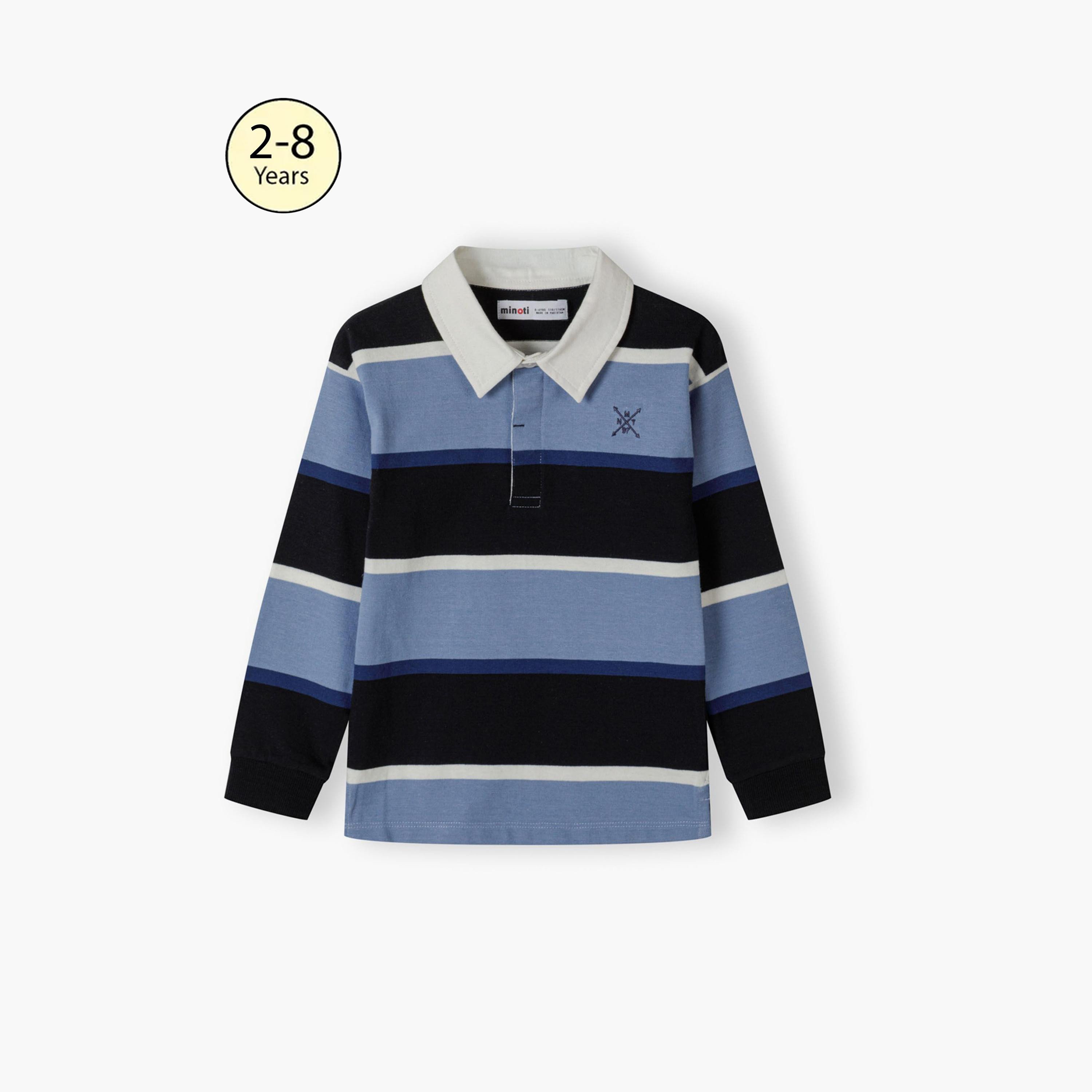 Minoti Long Sleeves Stripes Cotton Polo T-Shirt-boys-clothing-tshirtsandpolos-image-1