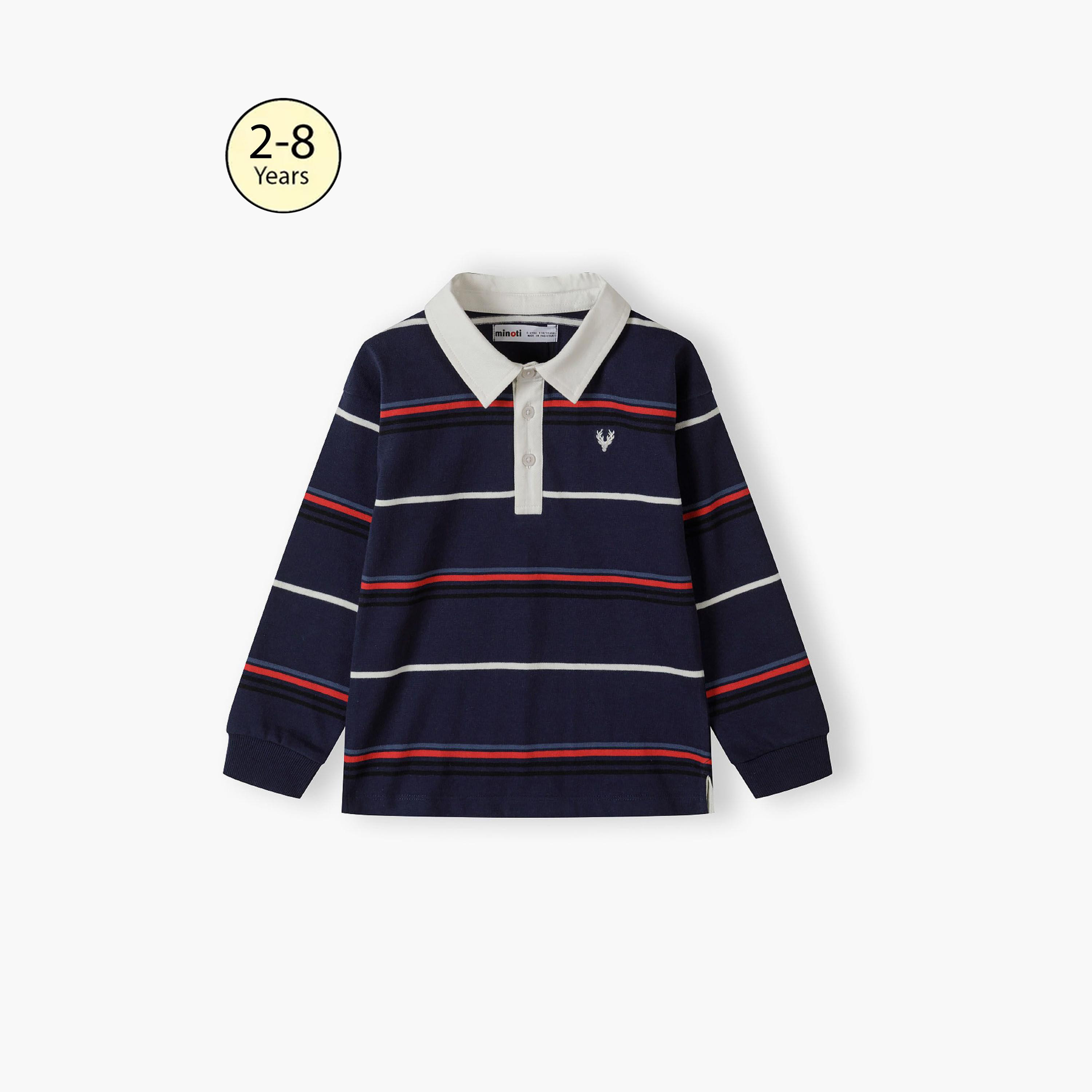تيشيرت بولو بأكمام طويلة من القطن المنقوش من مينوتي-boys-clothing-tshirtsandpolos-image-1