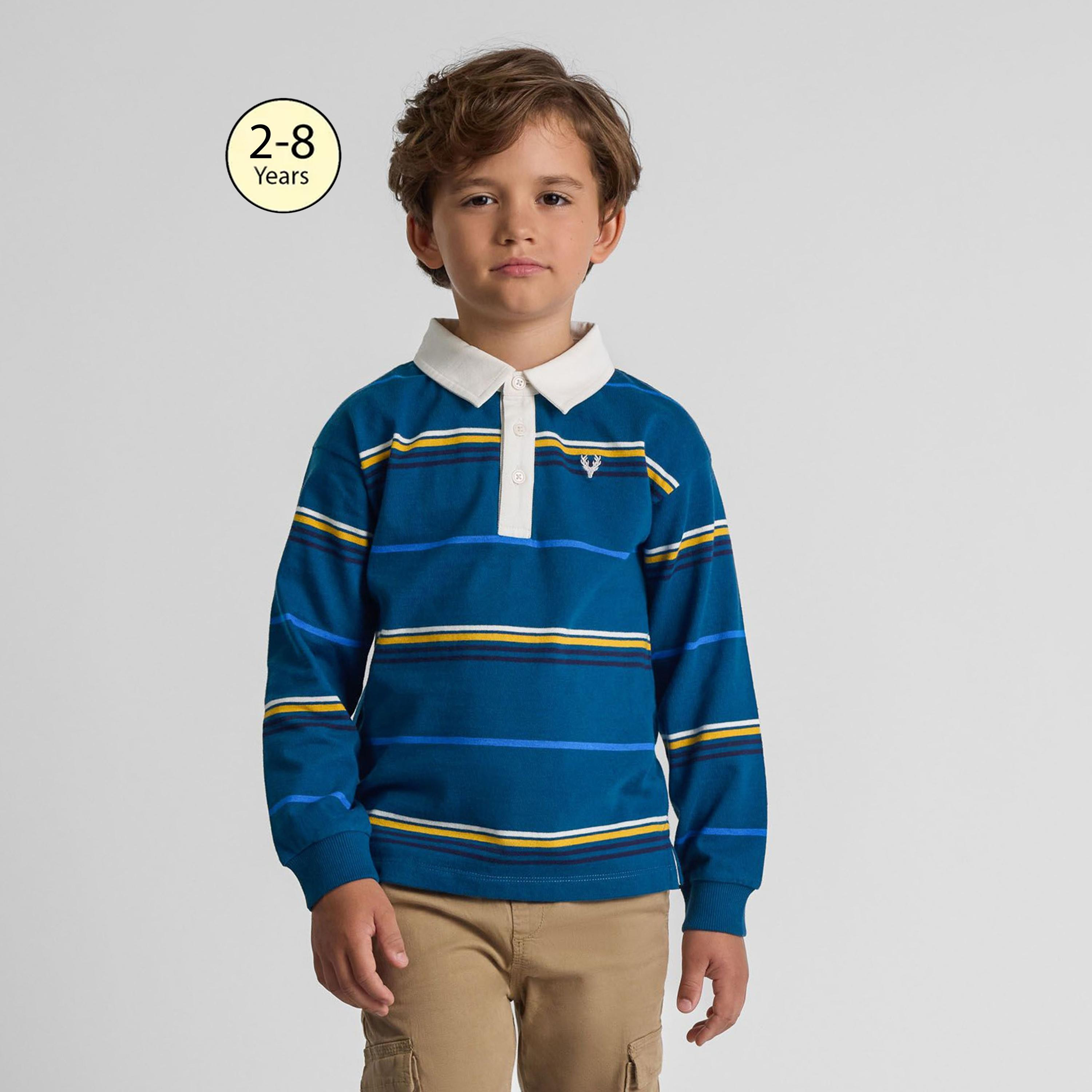 Minoti Long Sleeves Printed Cotton Polo T-Shirt-boys-clothing-tshirtsandpolos-image-1