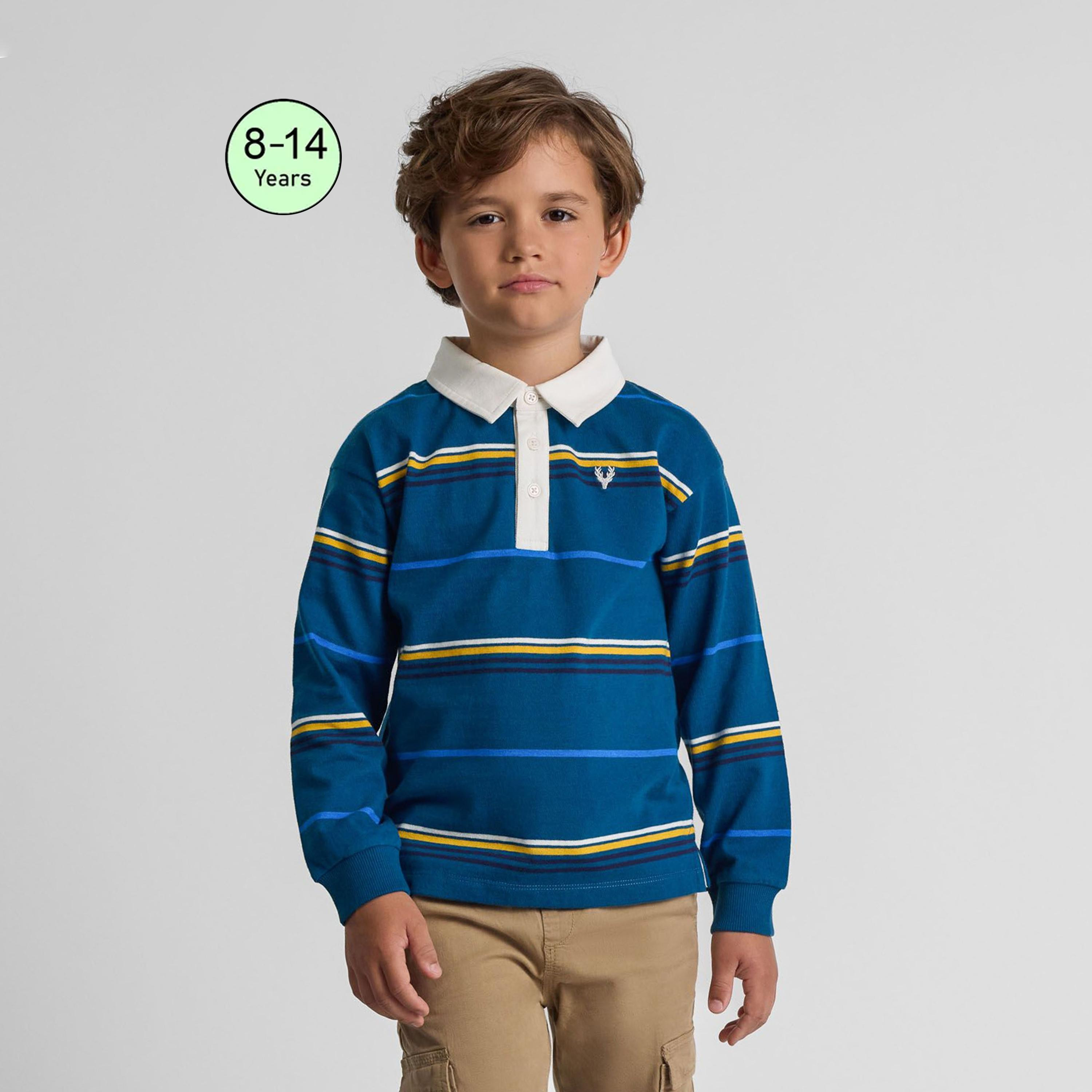 Minoti Long Sleeves Printed Cotton Polo T-Shirt-boys-clothing-tshirtsandpolos-image-1