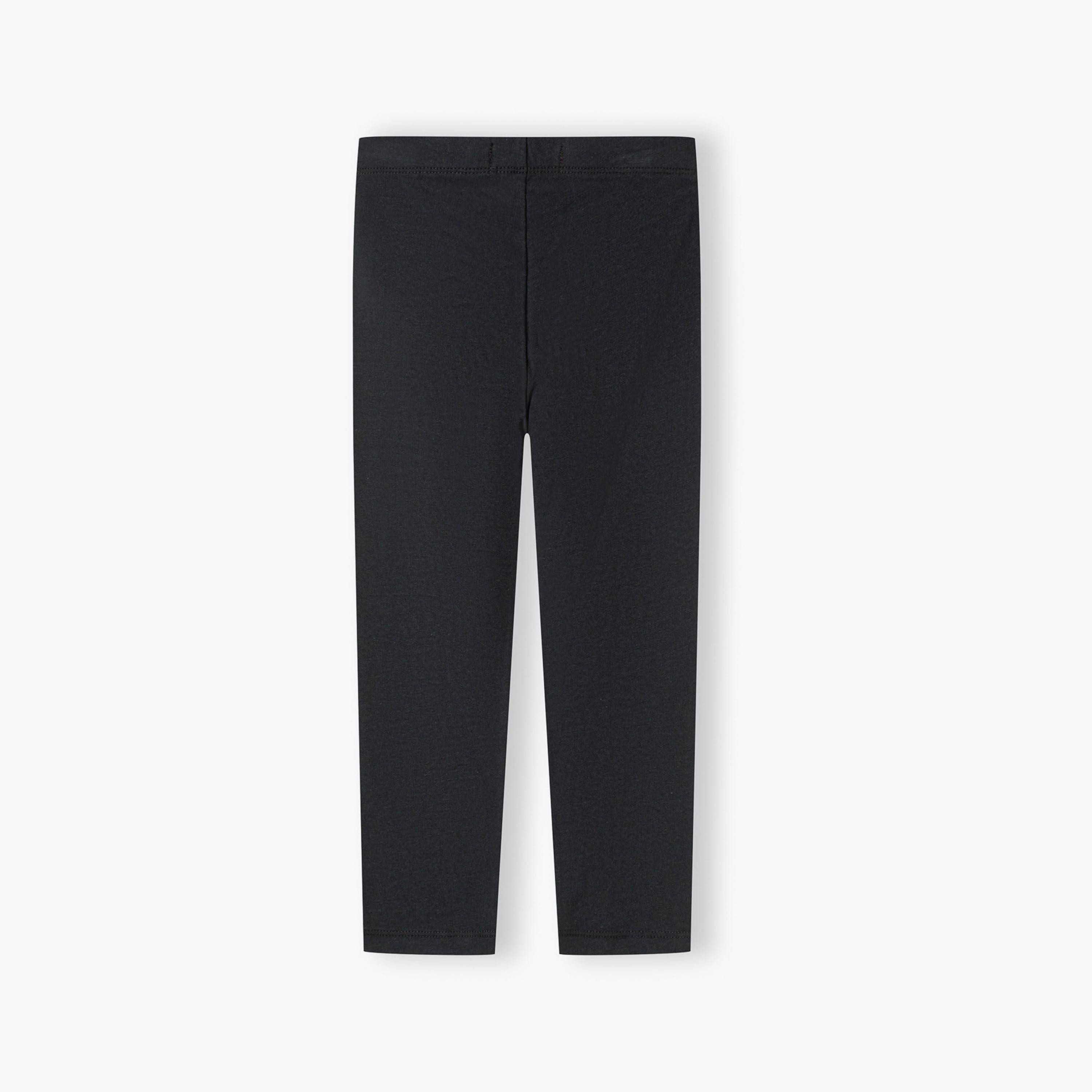 Minoti Pack of 5 Solid Elasticated Waist Cotton Blend Leggings-girls-clothing-bottoms-leggings-image-4
