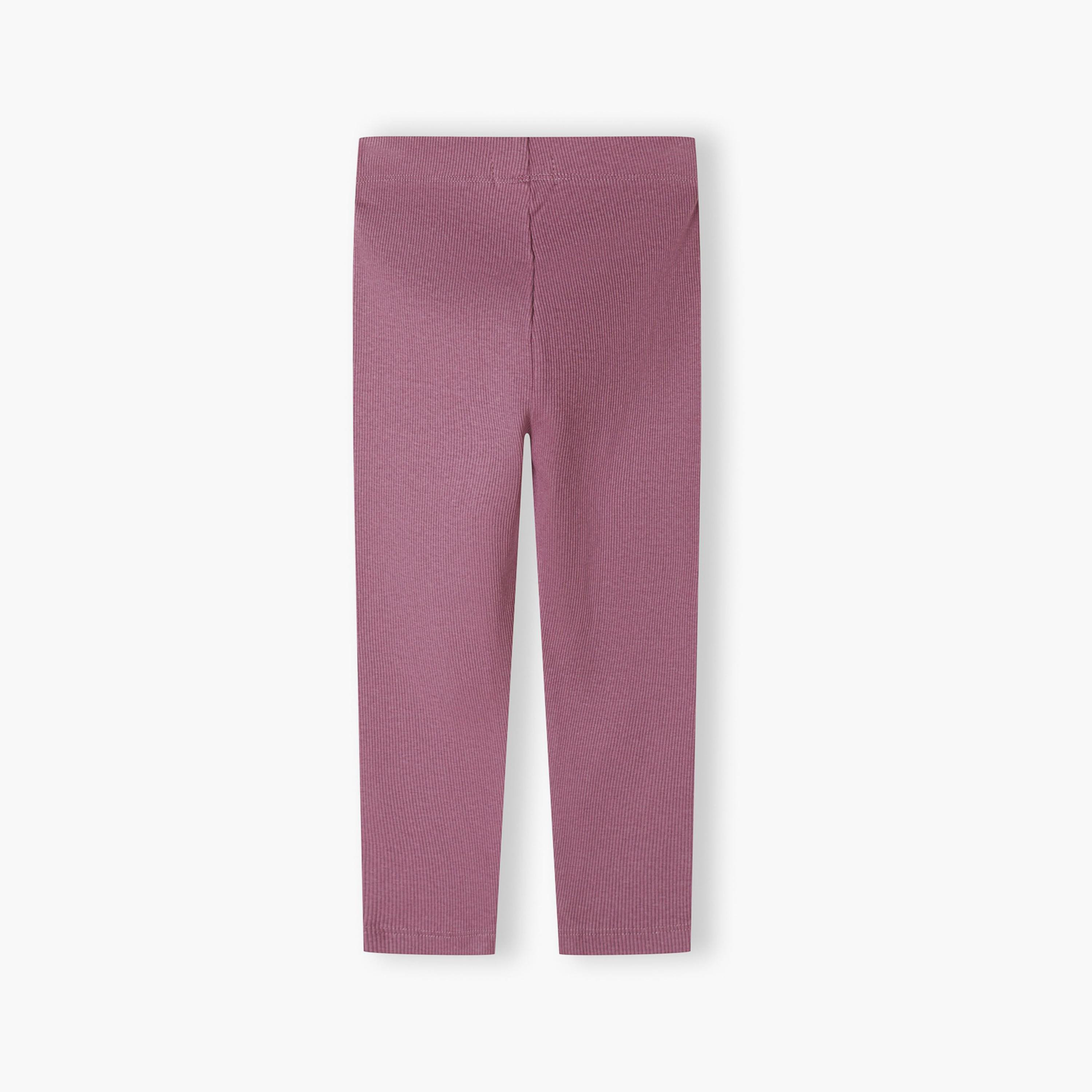 Minoti Pack of 4 Solid Elasticated Waist Cotton Blend Leggings-girls-clothing-bottoms-leggings-image-5