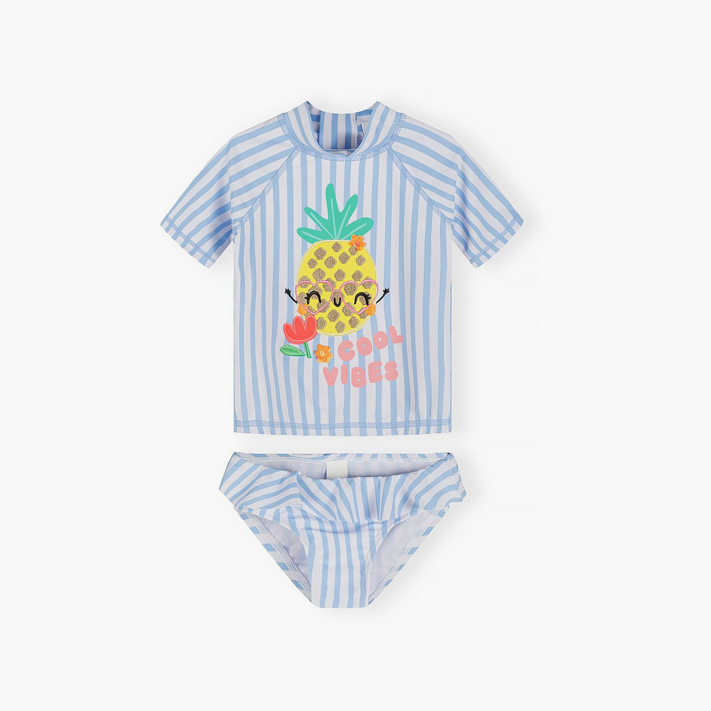 Minoti Short Sleeves Striped Swim top & Briefs-baby-girls-clothing-swimwear-image-2