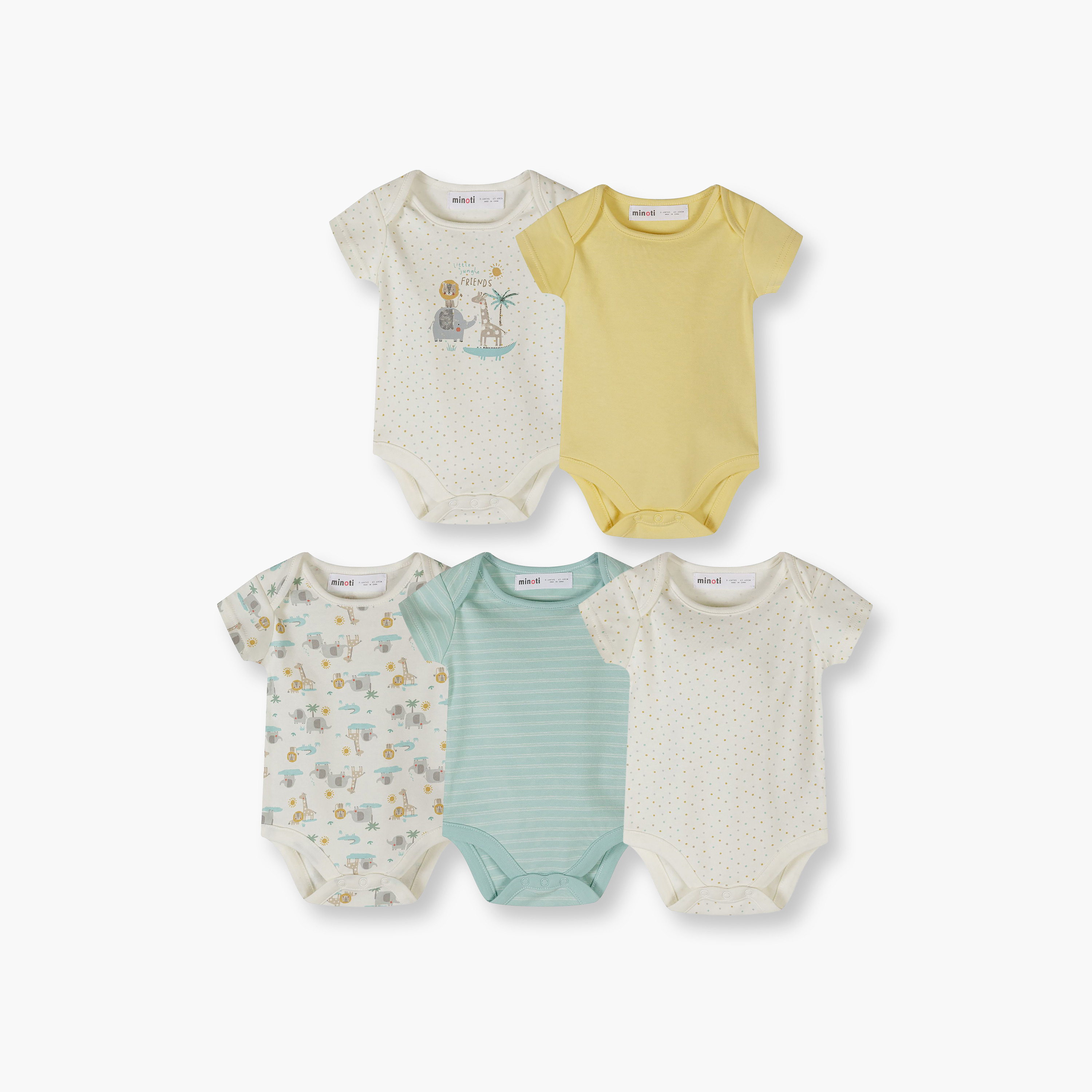 Minoti 5-Piece Short Sleeves Safari Print Bodysuits Set-baby-boys-clothing-bodysuits-image-1