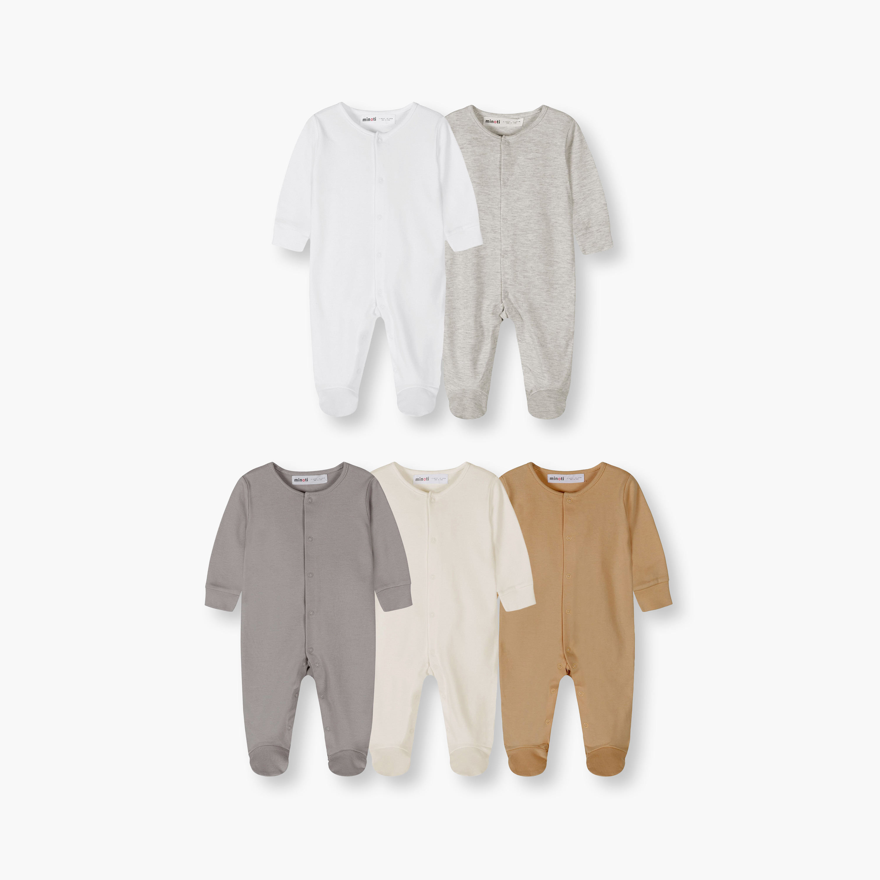 Minoti 5-Piece Long Sleeves Solid Bodysuits Set-baby-boys-clothing-nightwear-sleepsuits-image-1