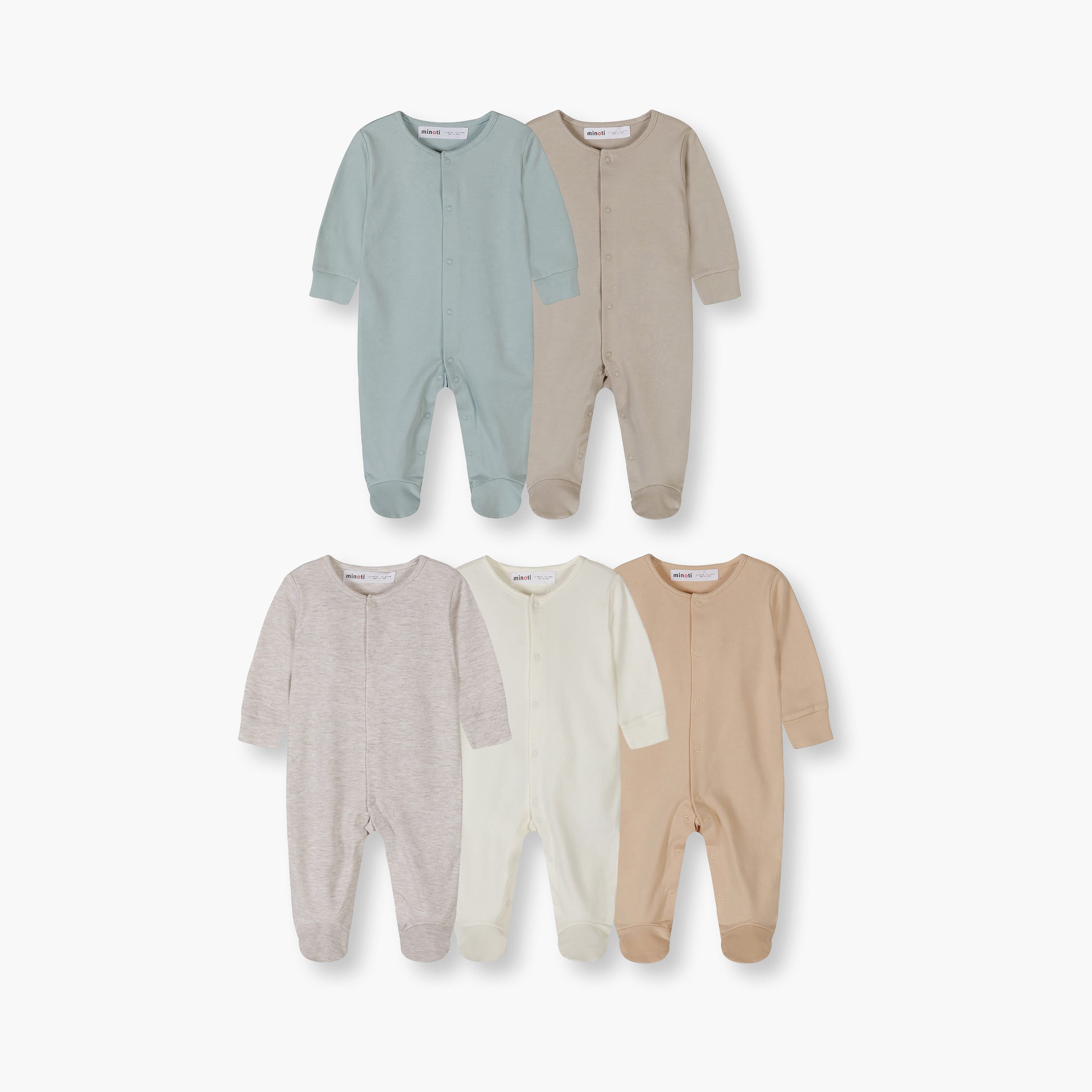Minoti 5-Piece Long Sleeves Solid Bodysuits Set-baby-boys-clothing-nightwear-sleepsuits-image-1